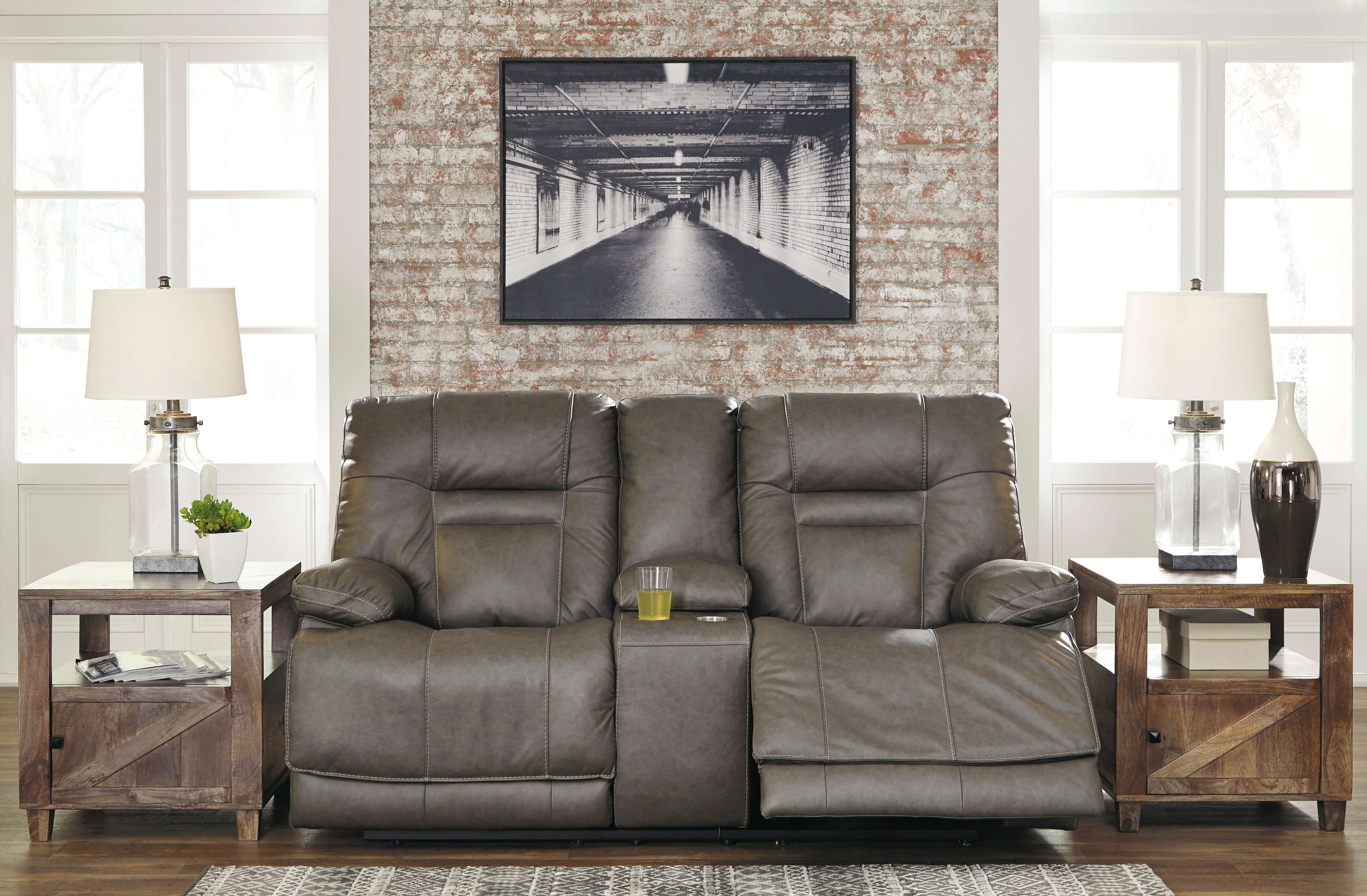 Wurstrow Leather Power Reclining Loveseat
