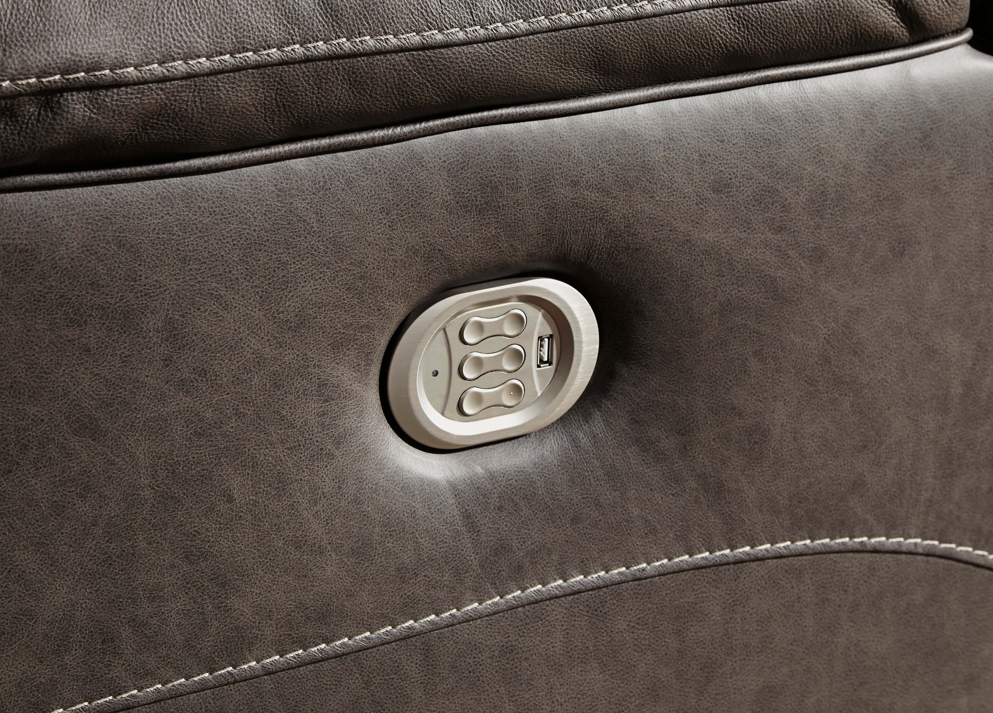 Wurstrow Leather Power Reclining Loveseat w/Console
