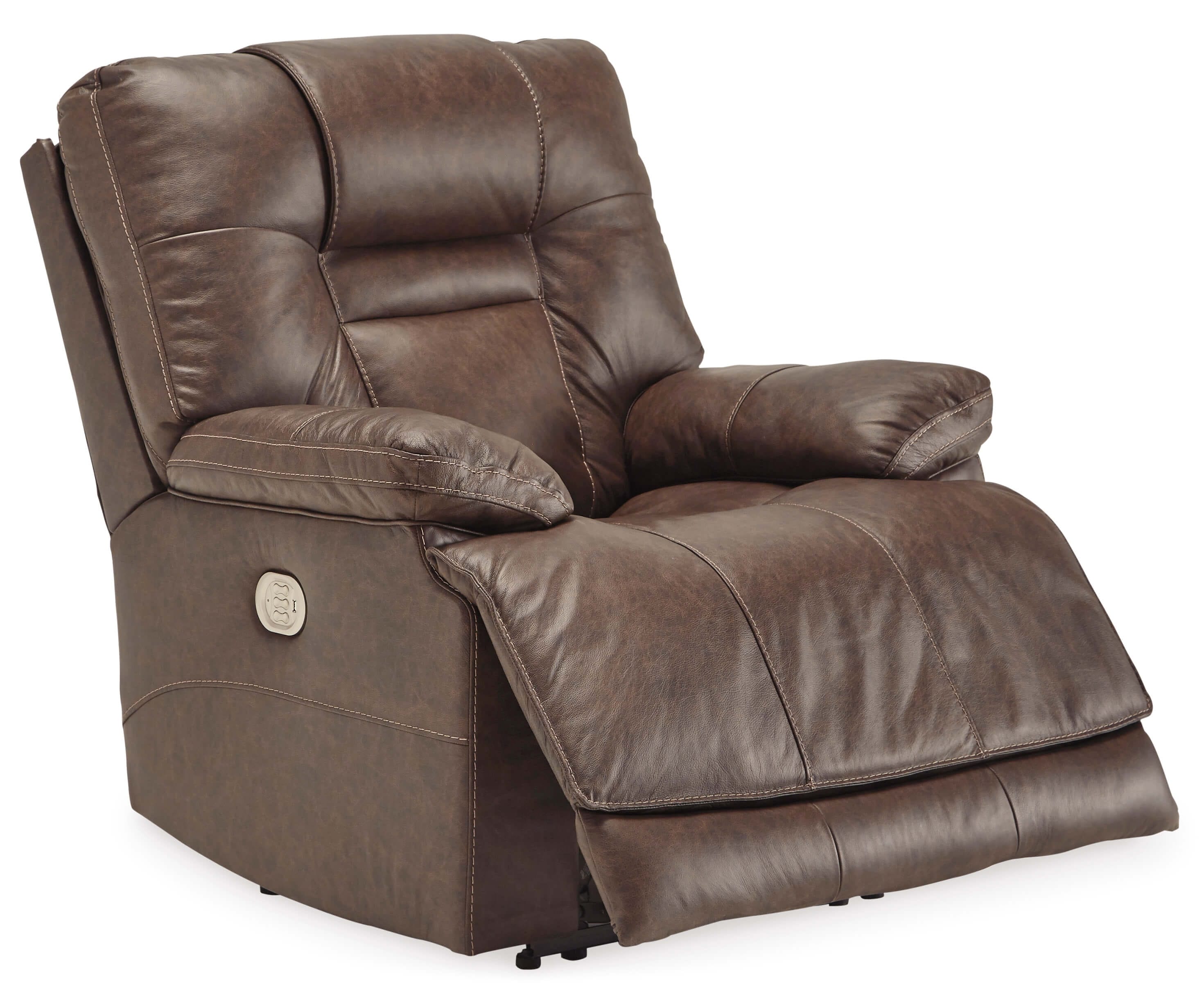 Wurstrow Leather Power Reclining Umber Chair by Ashley