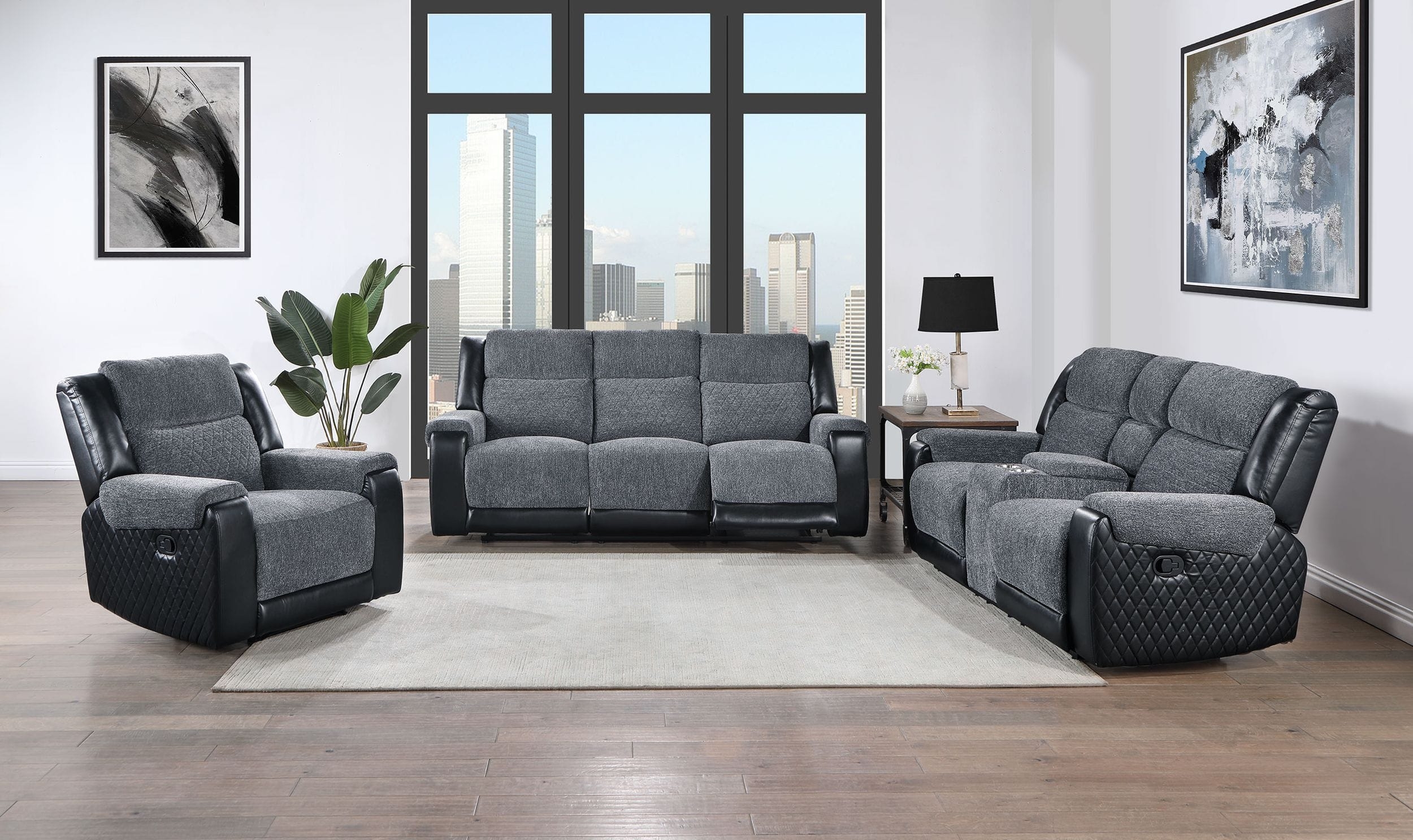 U5914 Fabric/PU Reclining Living Room Set