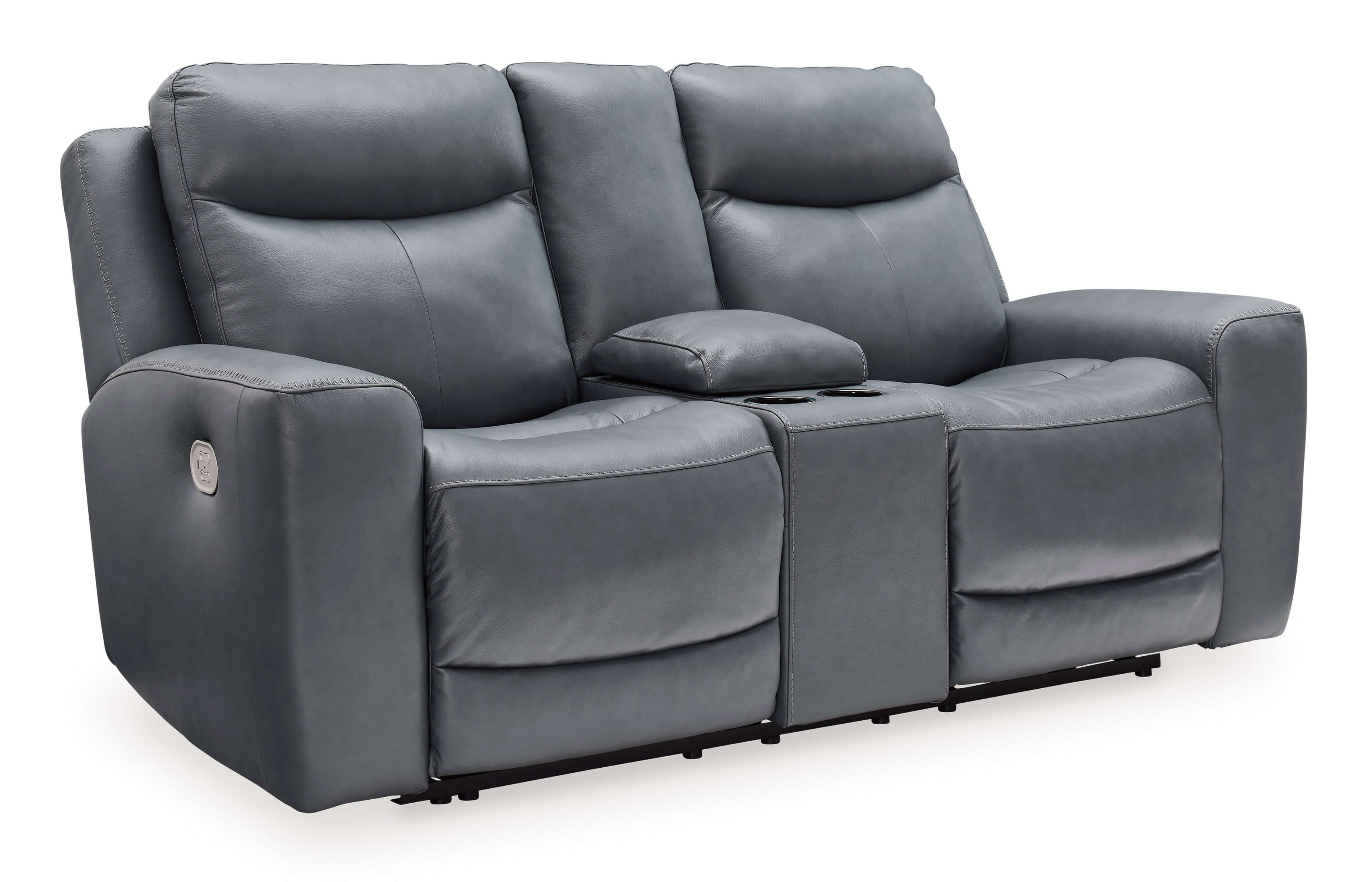 Ashley Mindanao Leather Steel Loveseat