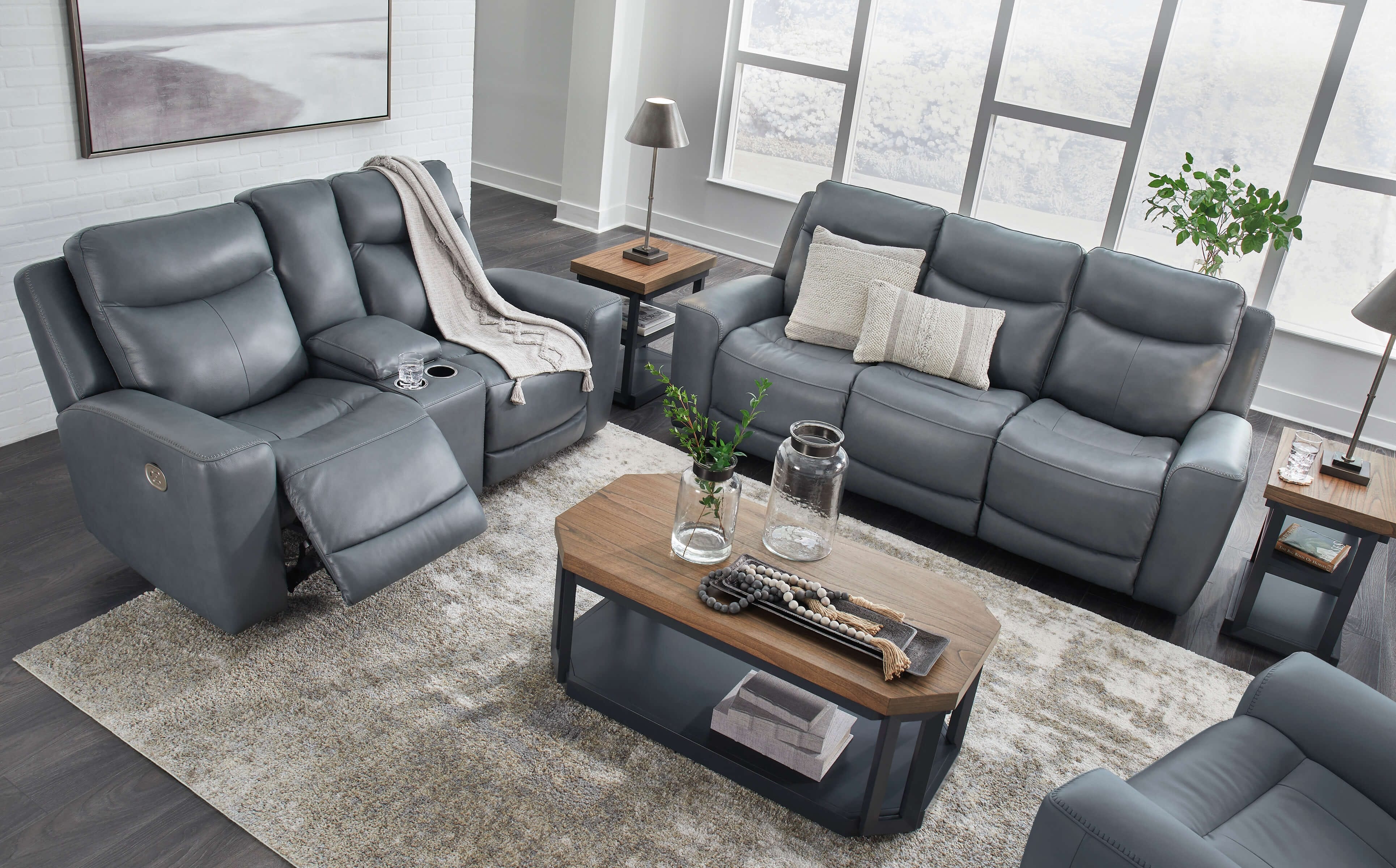 Ashley Mindanao Power Recliner sofa and loveseat