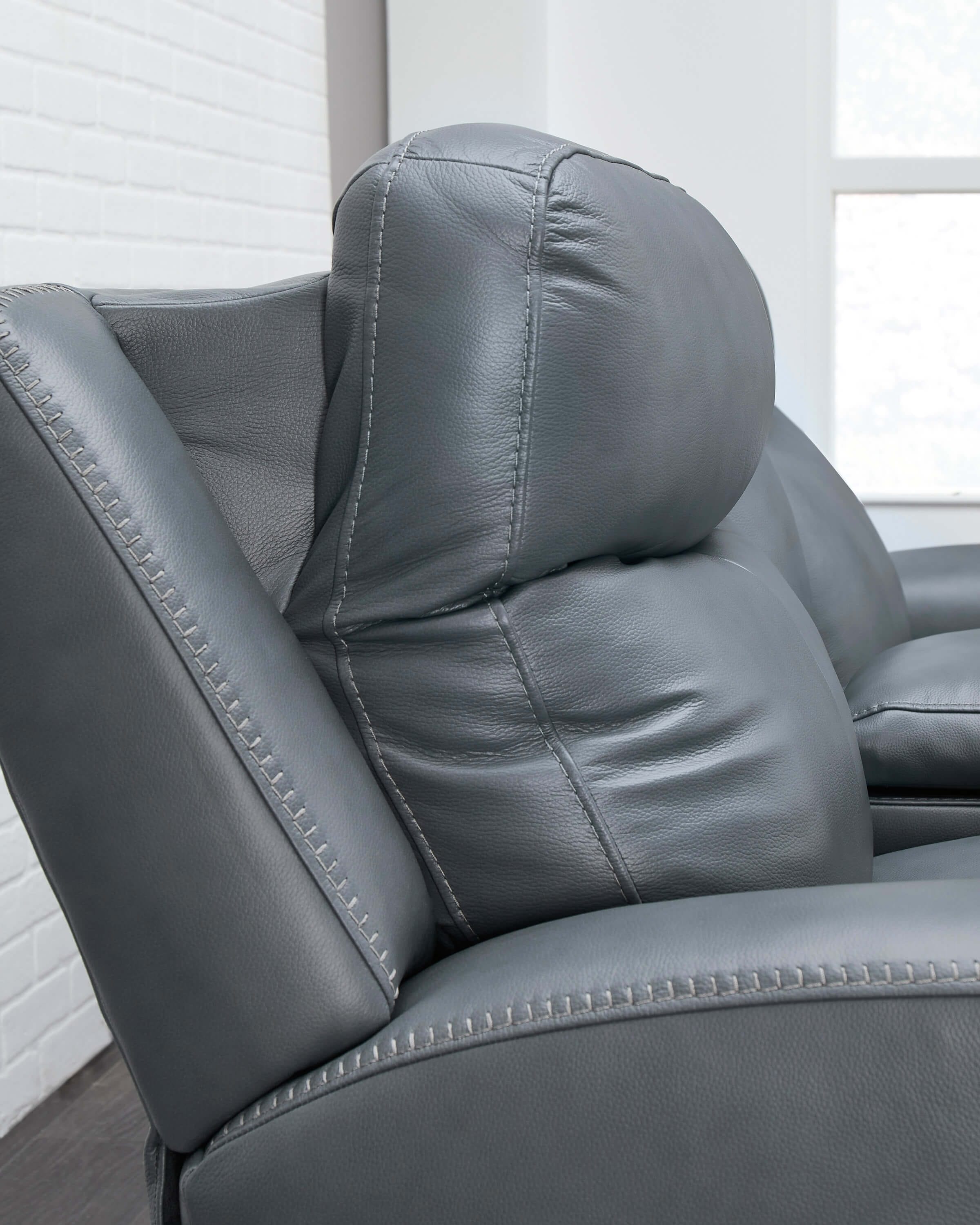Ashley Mindanao Steel Leather Loveseat Cushions