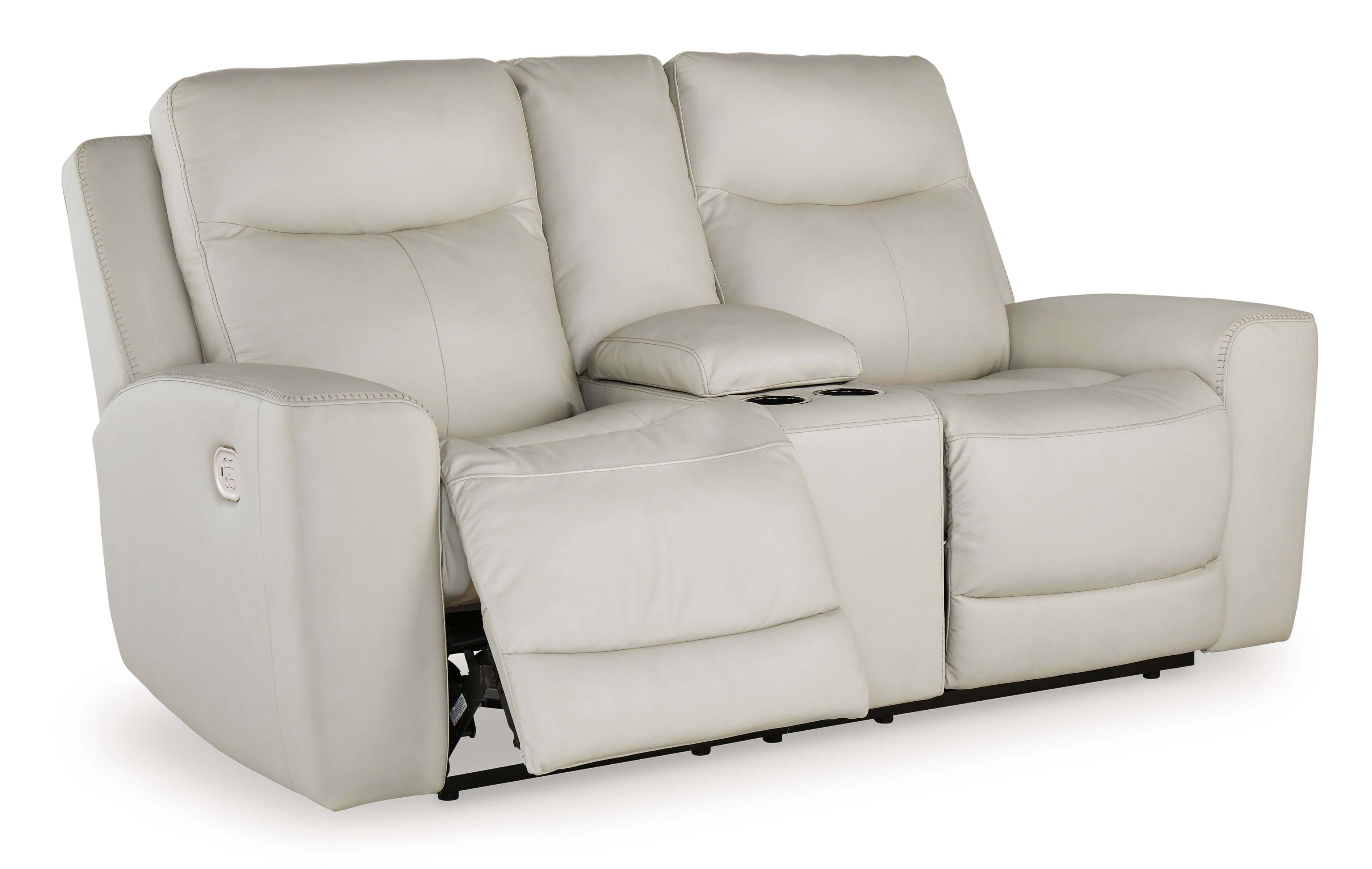 Mindanao Leather Power Reclining Coconut Loveseat