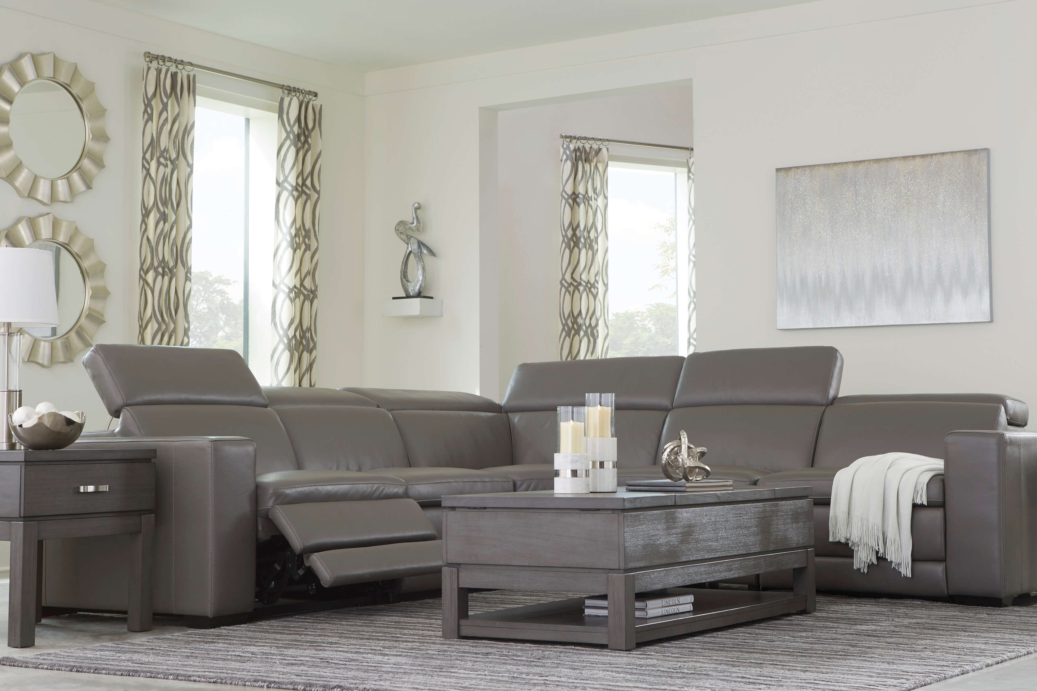 Texline 6-Piece Leather Power Reclining Sectional Sofa