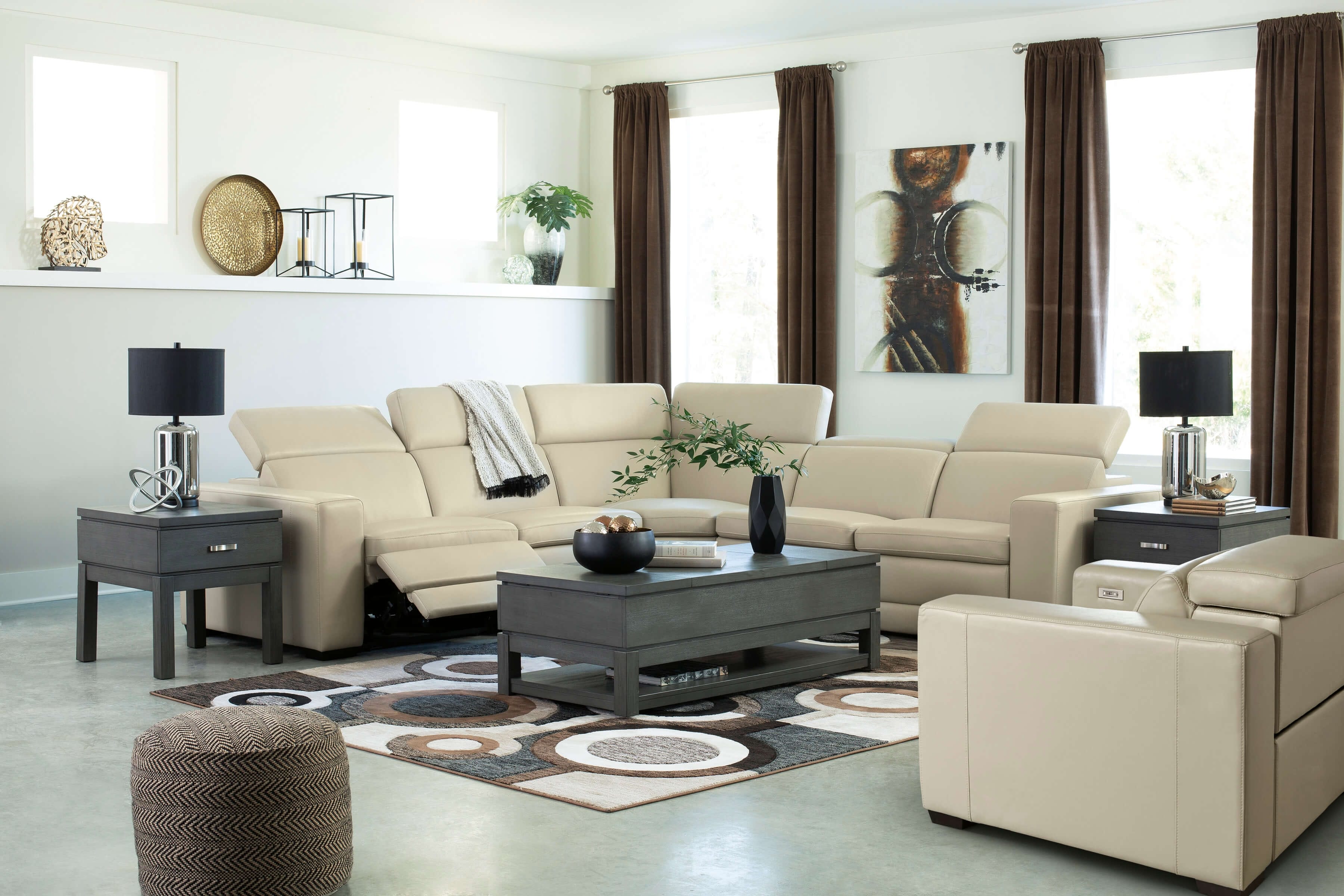 Texline 6-Piece Leather Power Reclining Sectional Sofa