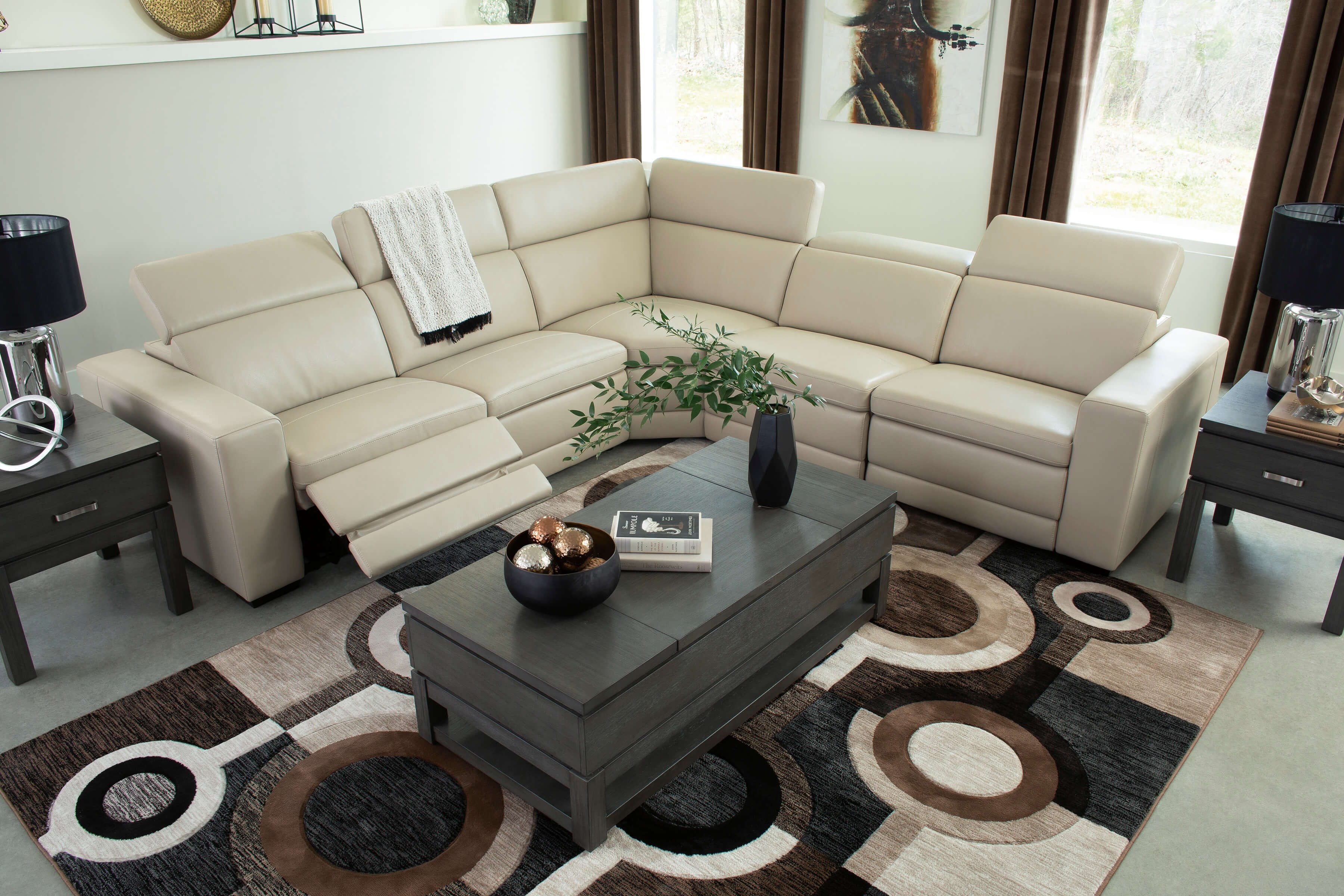 Texline 6-Piece Leather Power Reclining Sectional Sofa