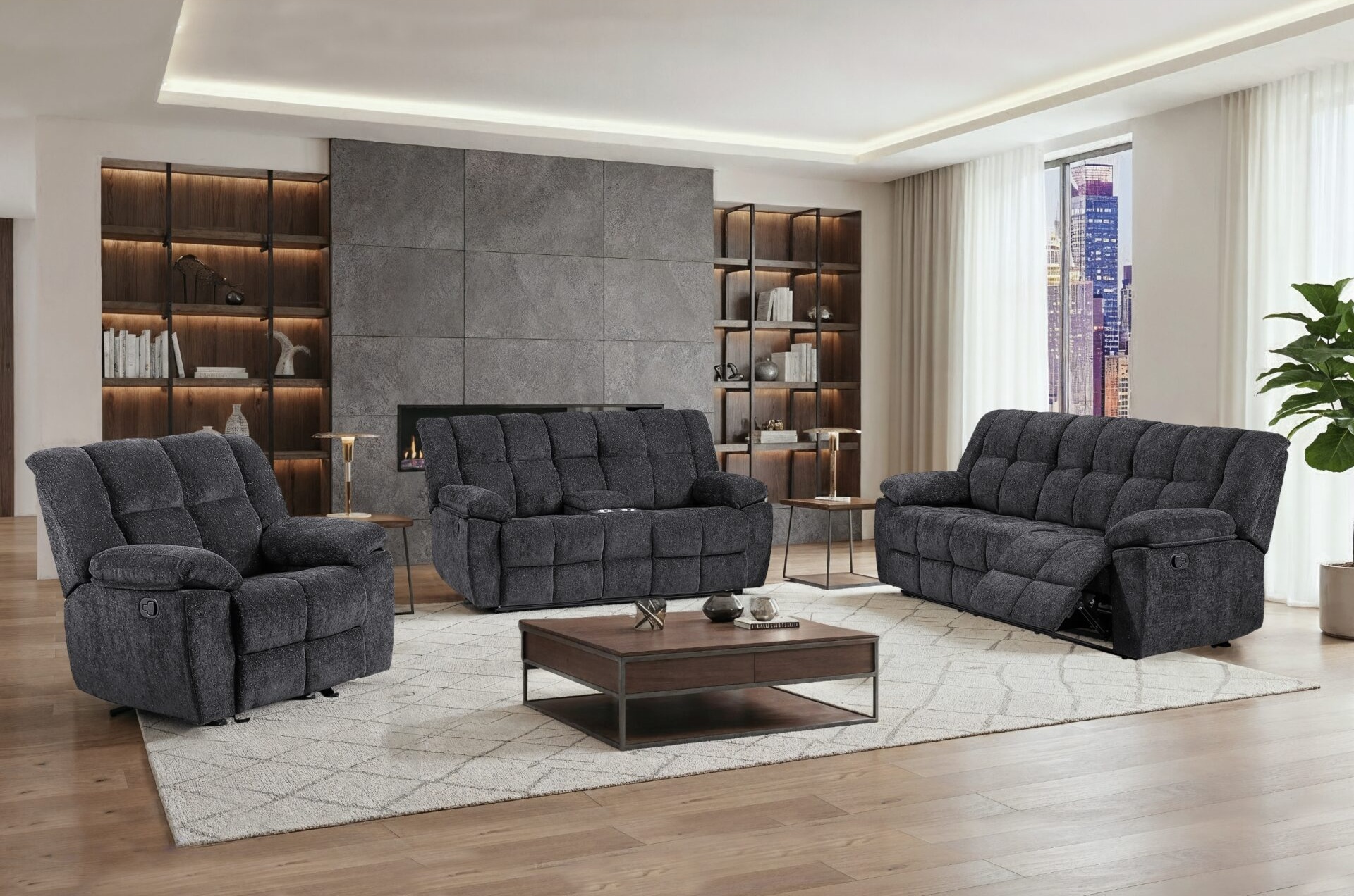 U6000 Fabric Reclining Living Room Set
