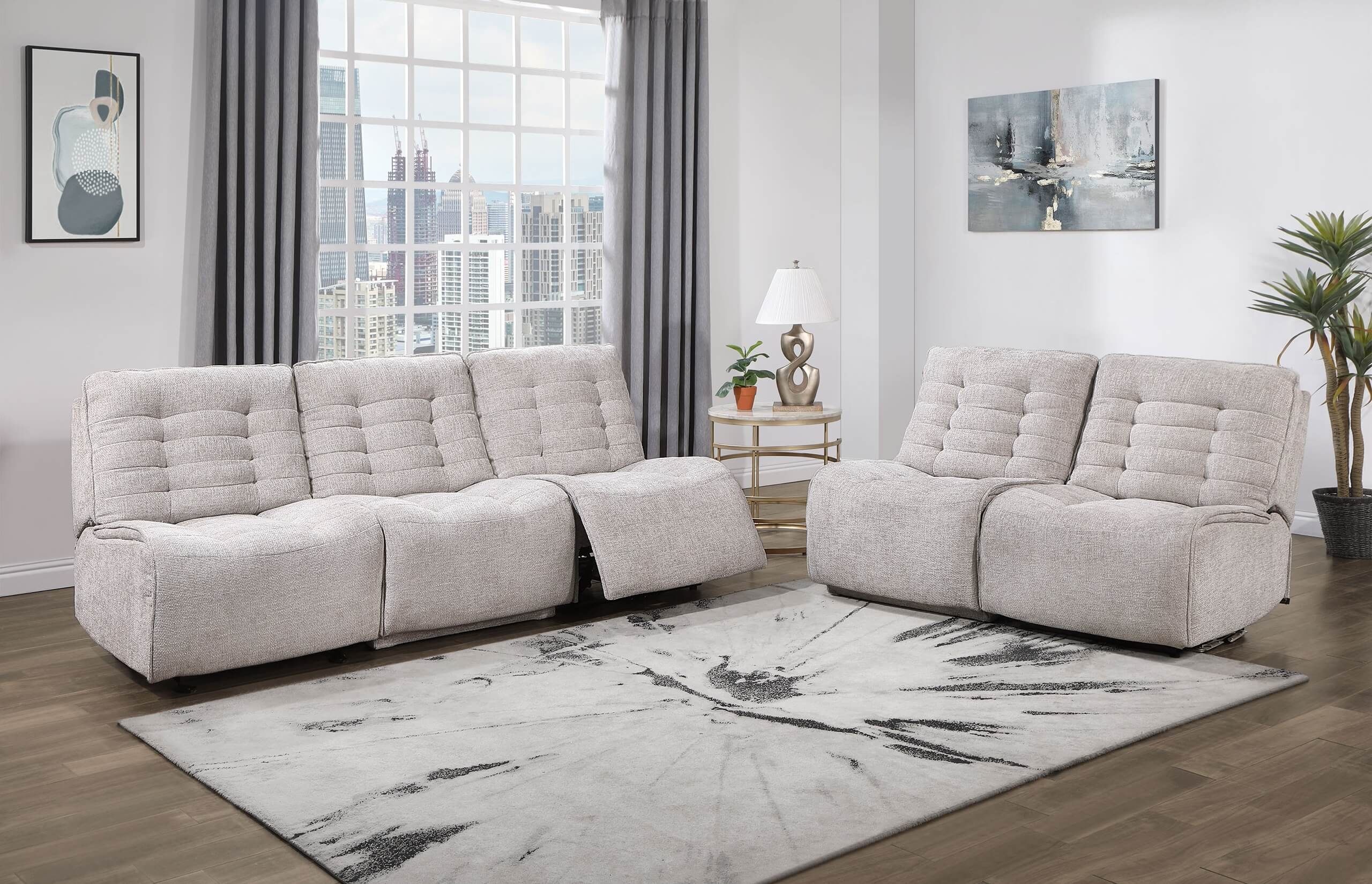 U6066 Polyester Reclining Modular Living Room Set
