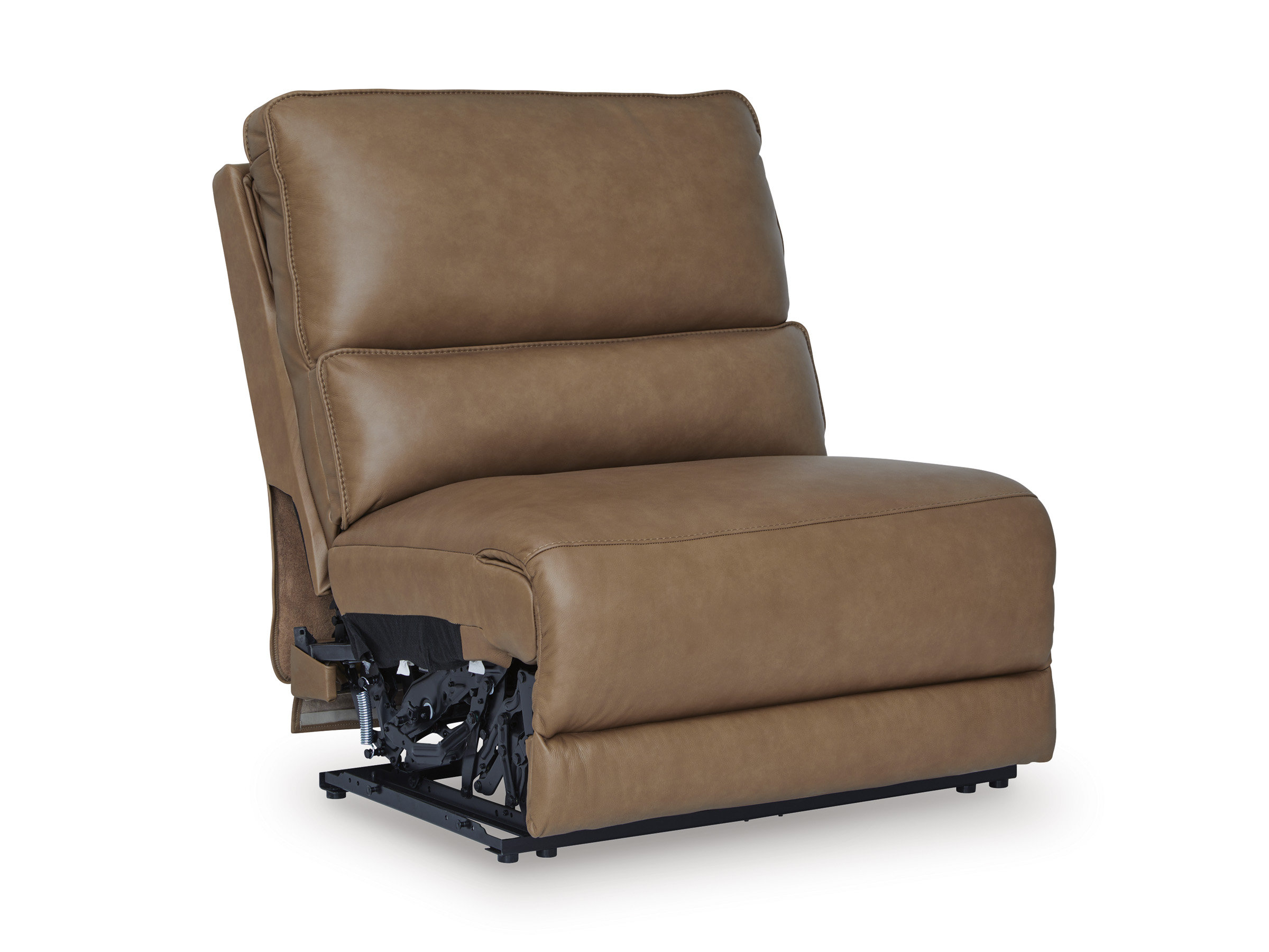 DeepWakes L-Shaped Leather/PVC 6-Piece Reclining Sectional with Storage Console