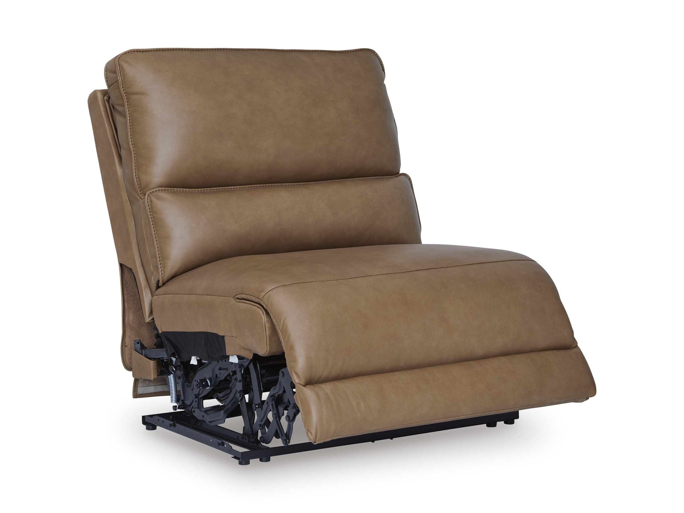 DeepWakes L-Shaped Leather/PVC 6-Piece Reclining Sectional with Storage Console