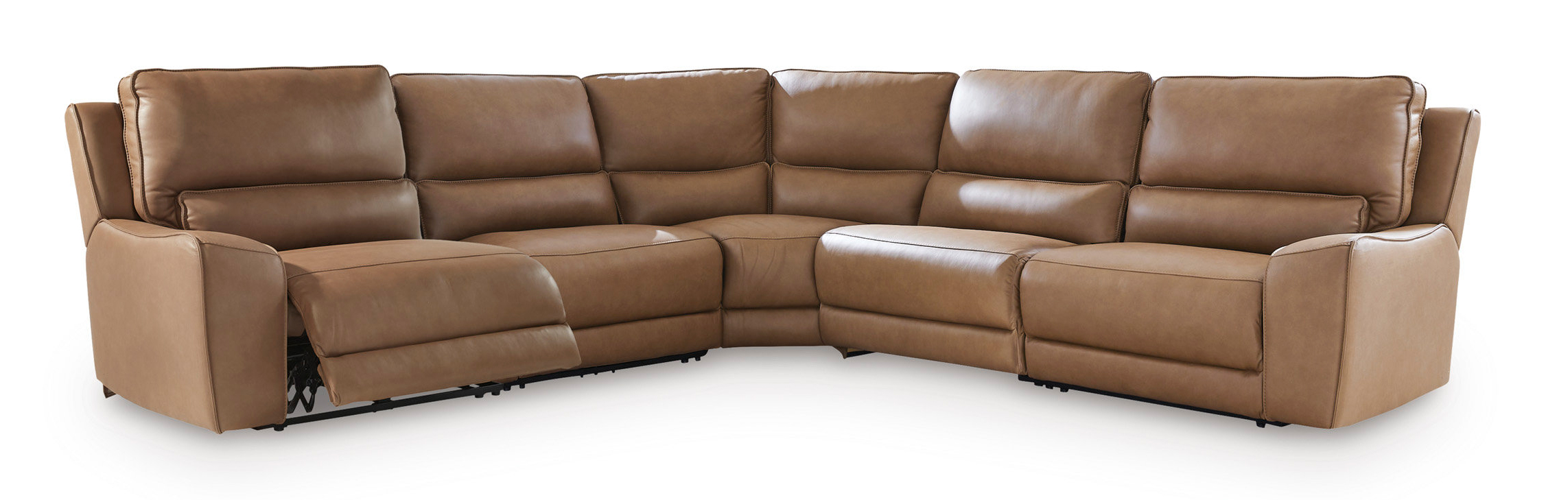 DeepWakes L-Shaped Leather/PVC 5-Piece Power Reclining Sectional