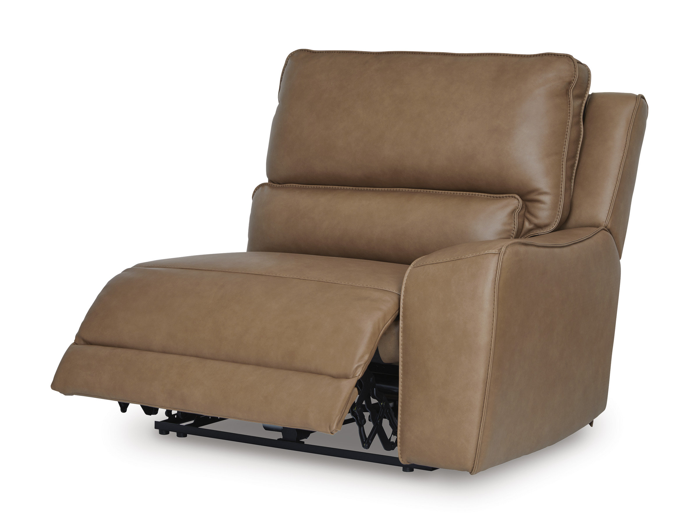 DeepWakes Leather/PVC 3-Piece Power Reclining Sofa Chaise with Storage Console