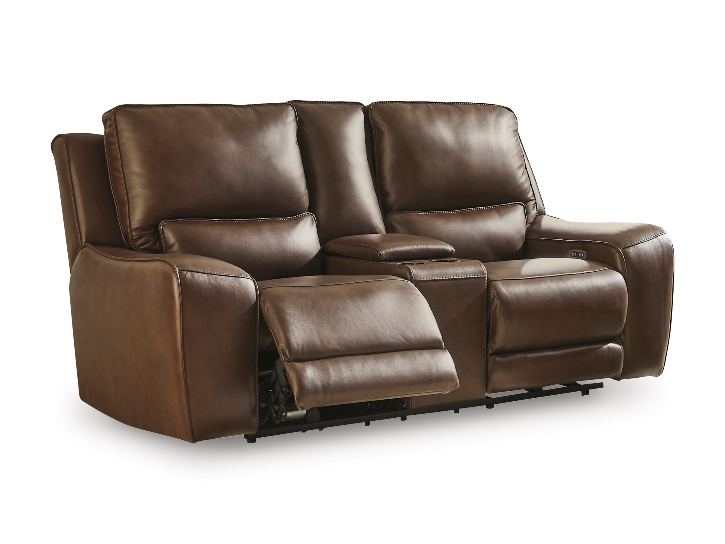 DeepWakes Leather Power Reclining Living Room Set with Adjustable Headrest
