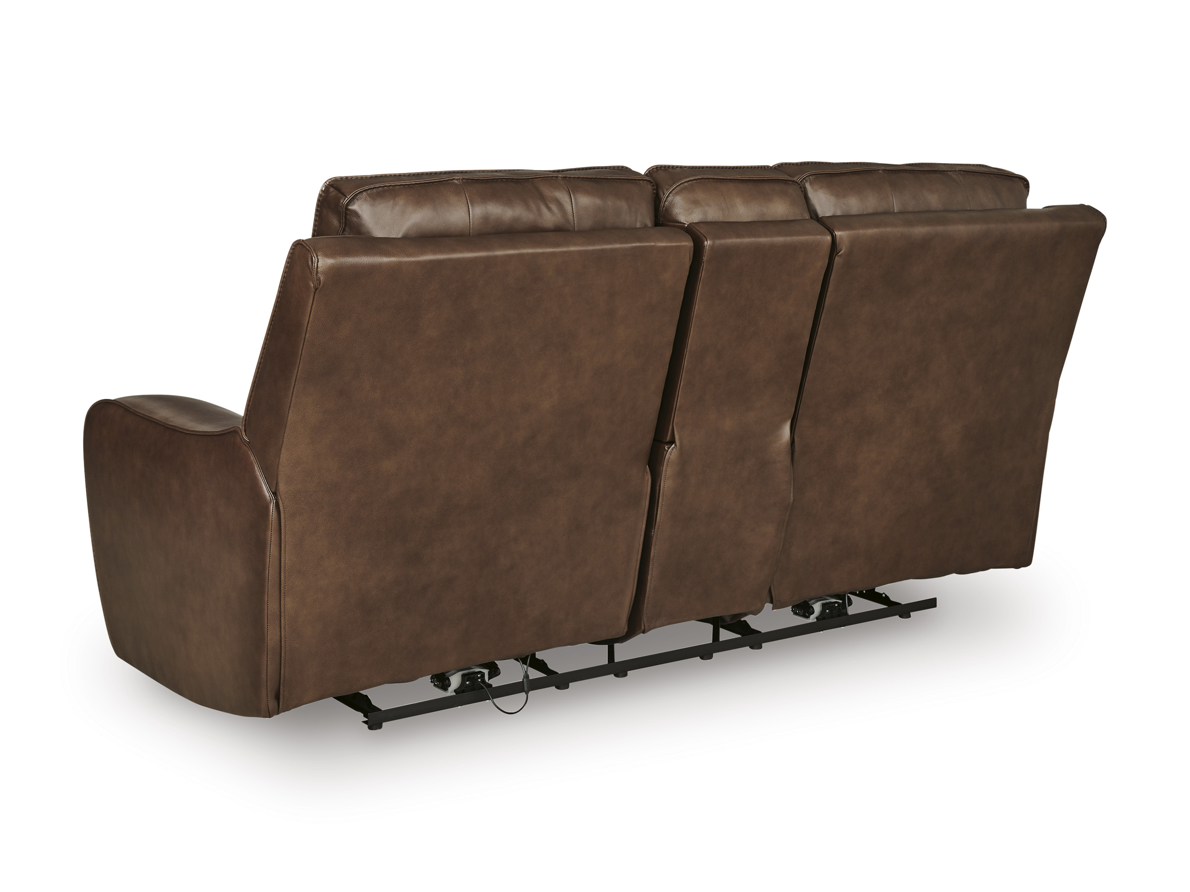 DeepWakes Leather Power Reclining Loveseat with Adjustable Headrest