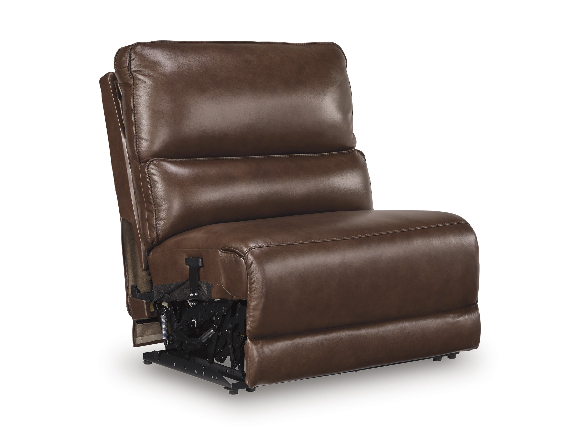 DeepWakes L-Shaped Leather/PVC 6-Piece Reclining Sectional with Storage Console
