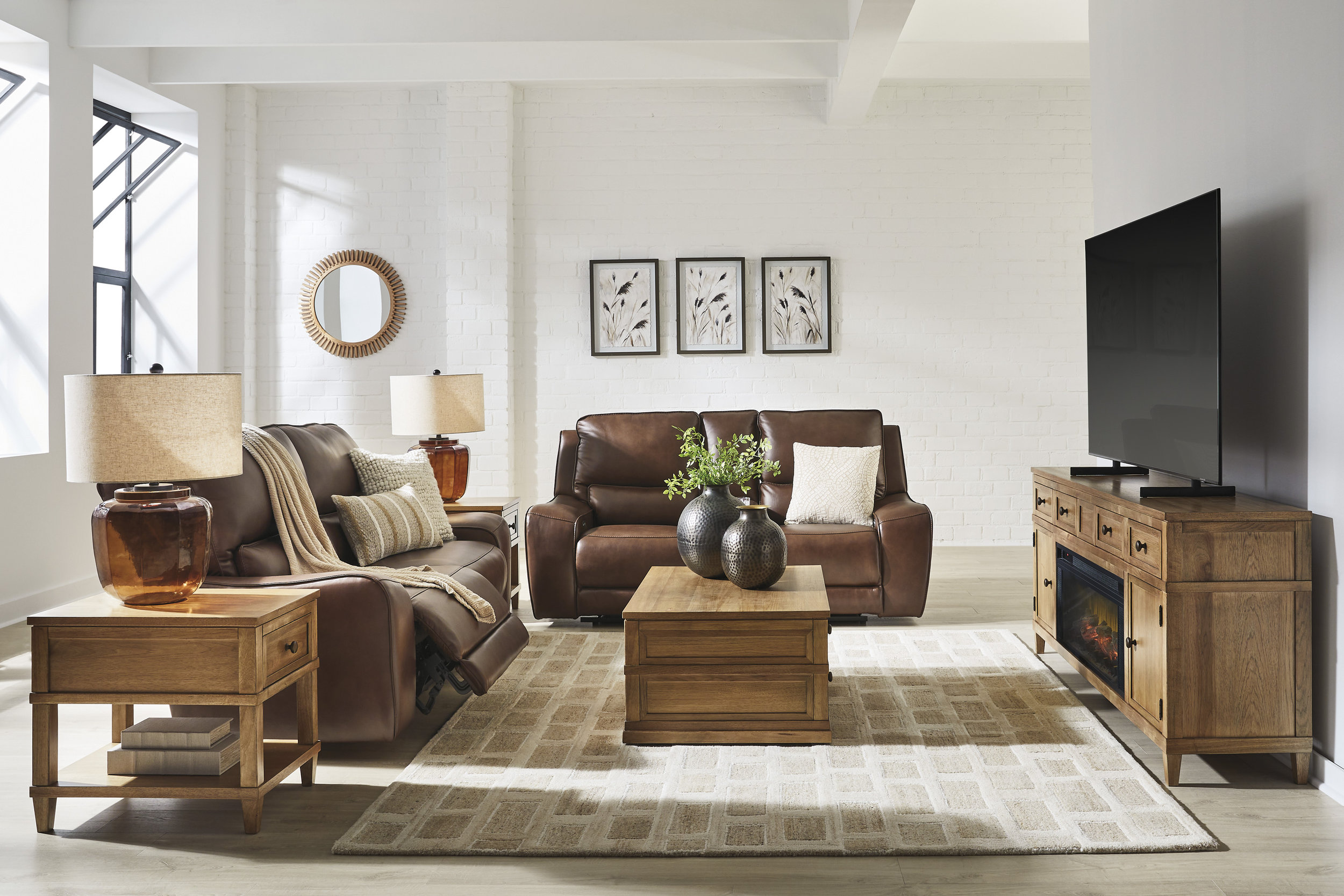 DeepWakes Leather 2-Seat Power Reclining Sofa with Adjustable Headrest