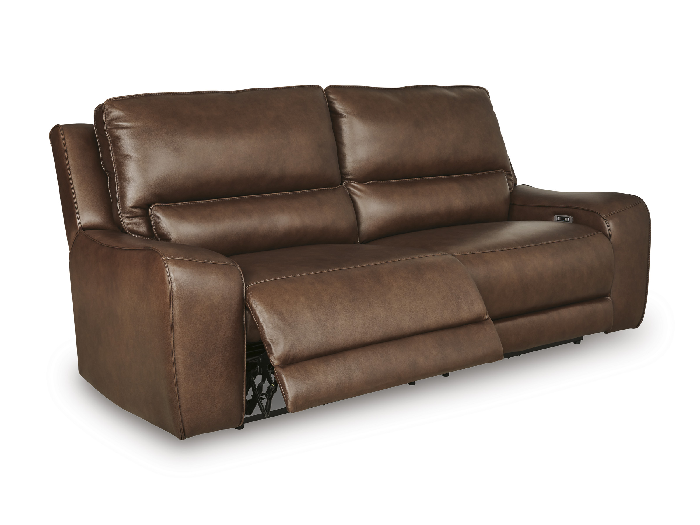 DeepWakes Leather 2-Seat Power Reclining Sofa with Adjustable Headrest