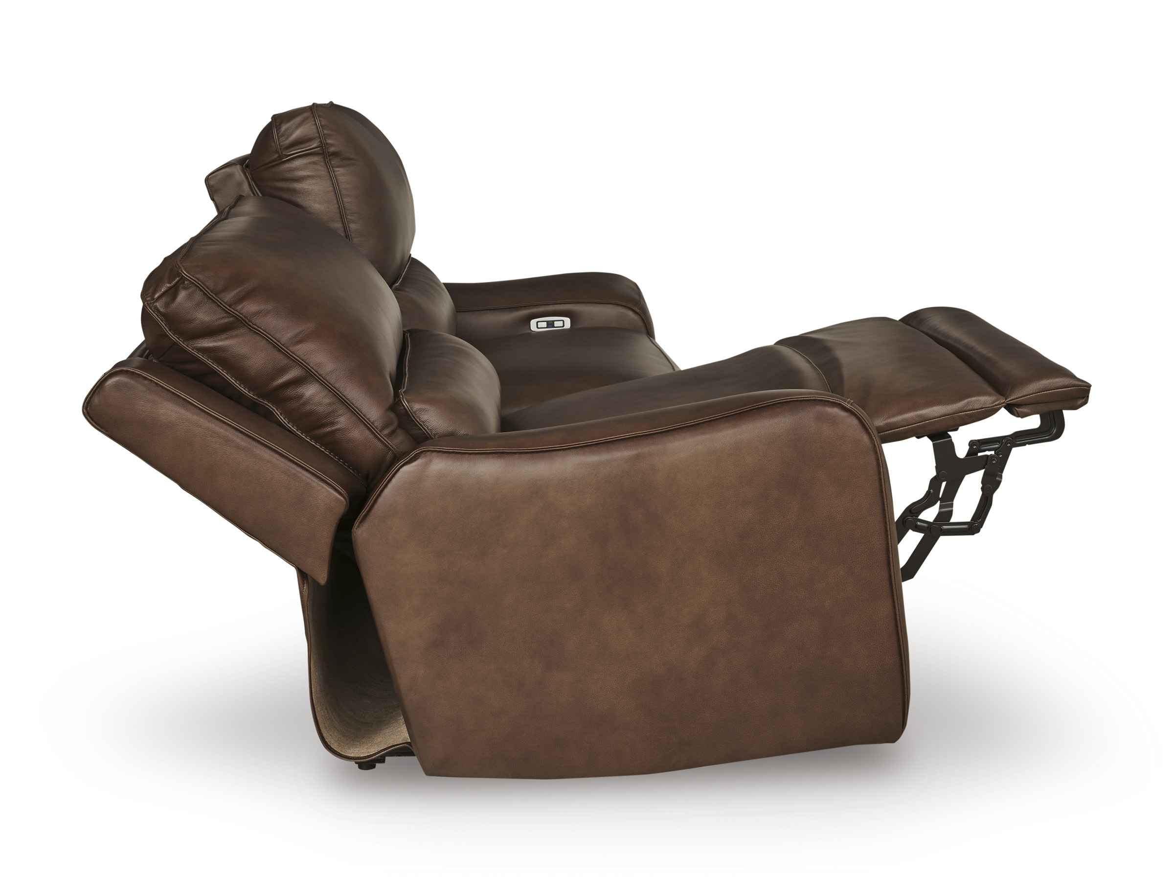 DeepWakes Leather 2-Seat Power Reclining Sofa with Adjustable Headrest