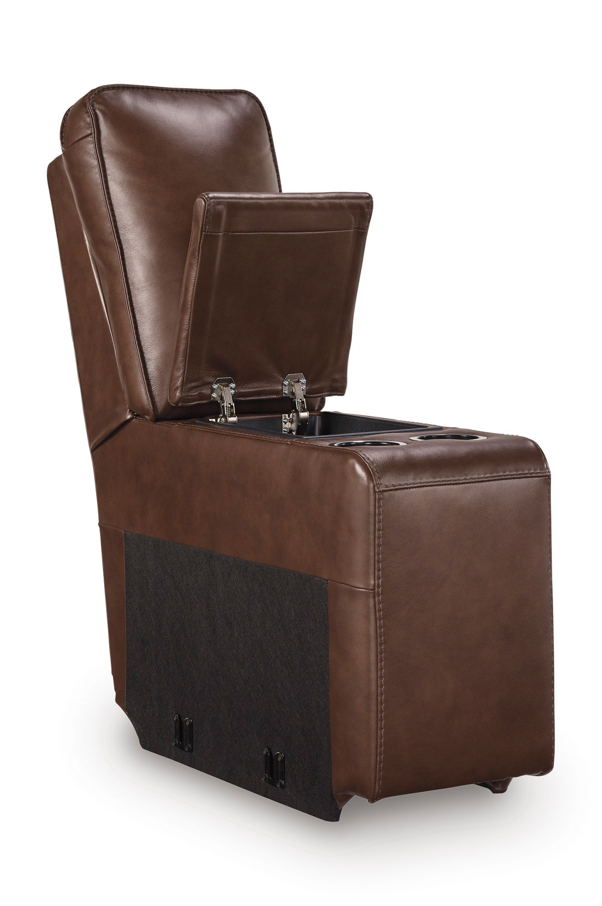 DeepWakes Leather/PVC 3-Piece Power Reclining Sofa Chaise with Storage Console