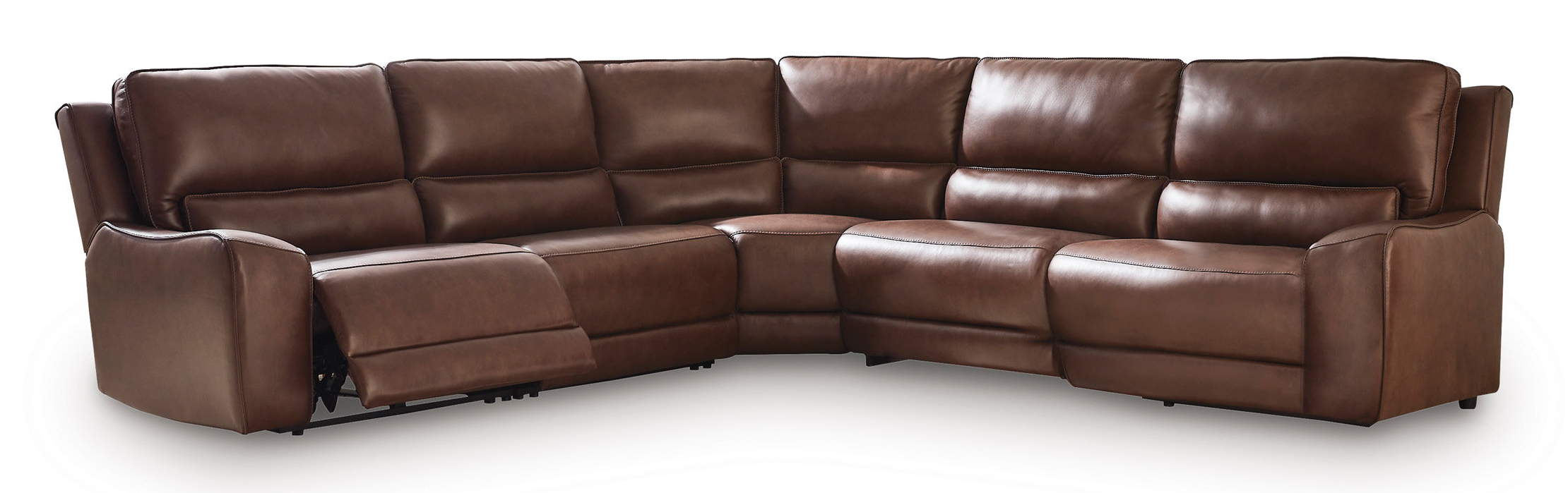 DeepWakes L-Shaped Leather/PVC 5-Piece Power Reclining Sectional