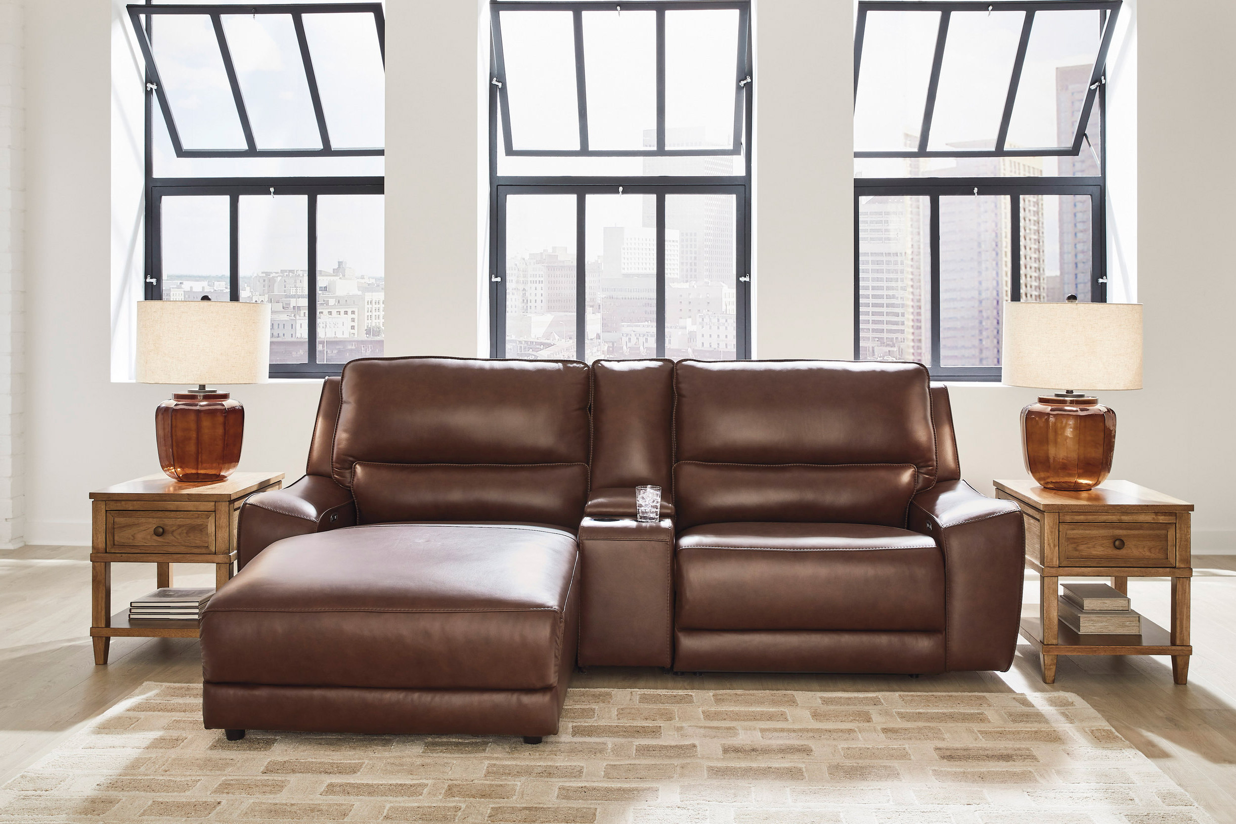 Ashley DeepWakes 3-Piece Reclining Sofa Chaise with Console