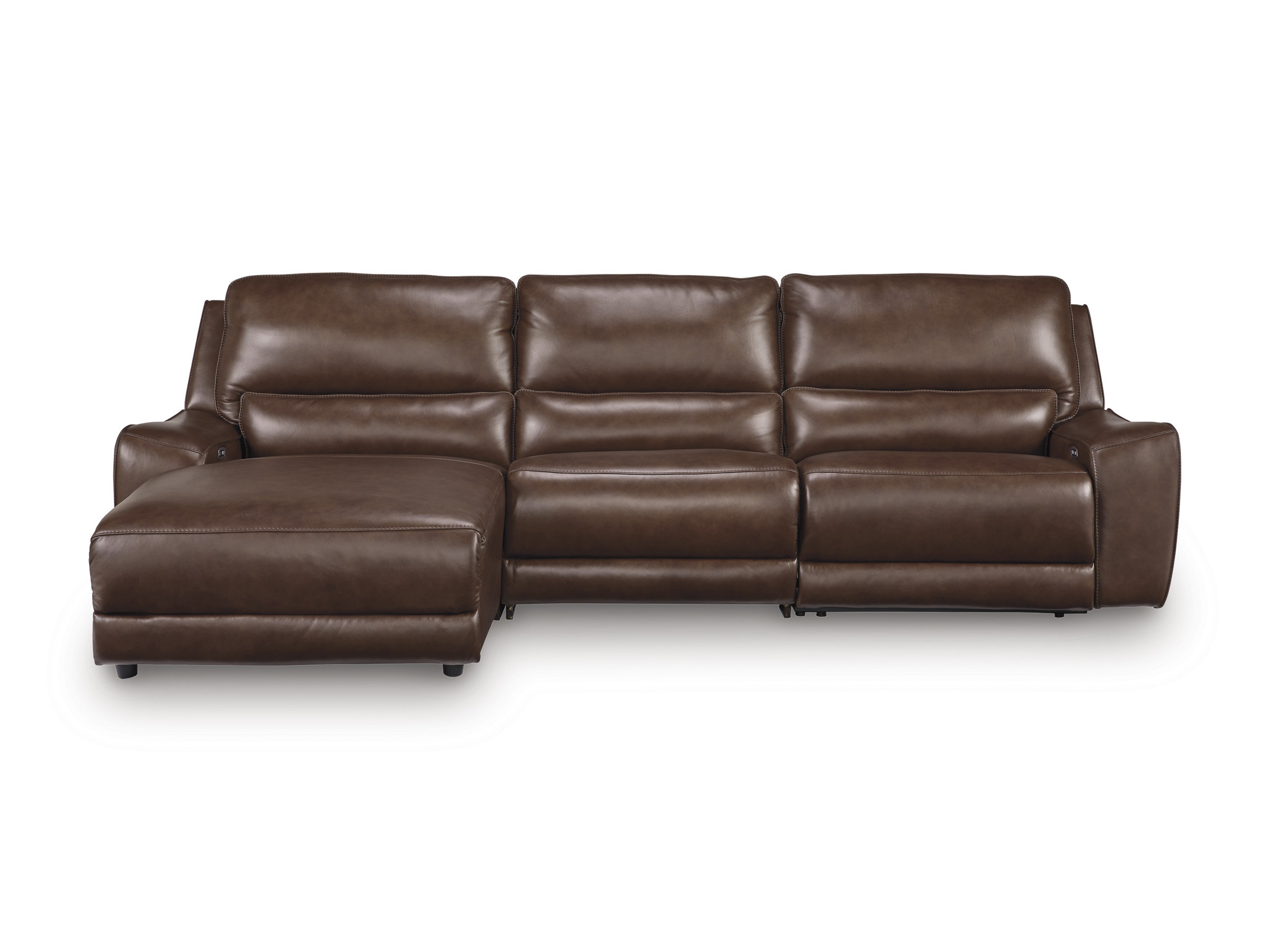DeepWakes Leather/PVC 3-Piece Reclining Sofa Chaise