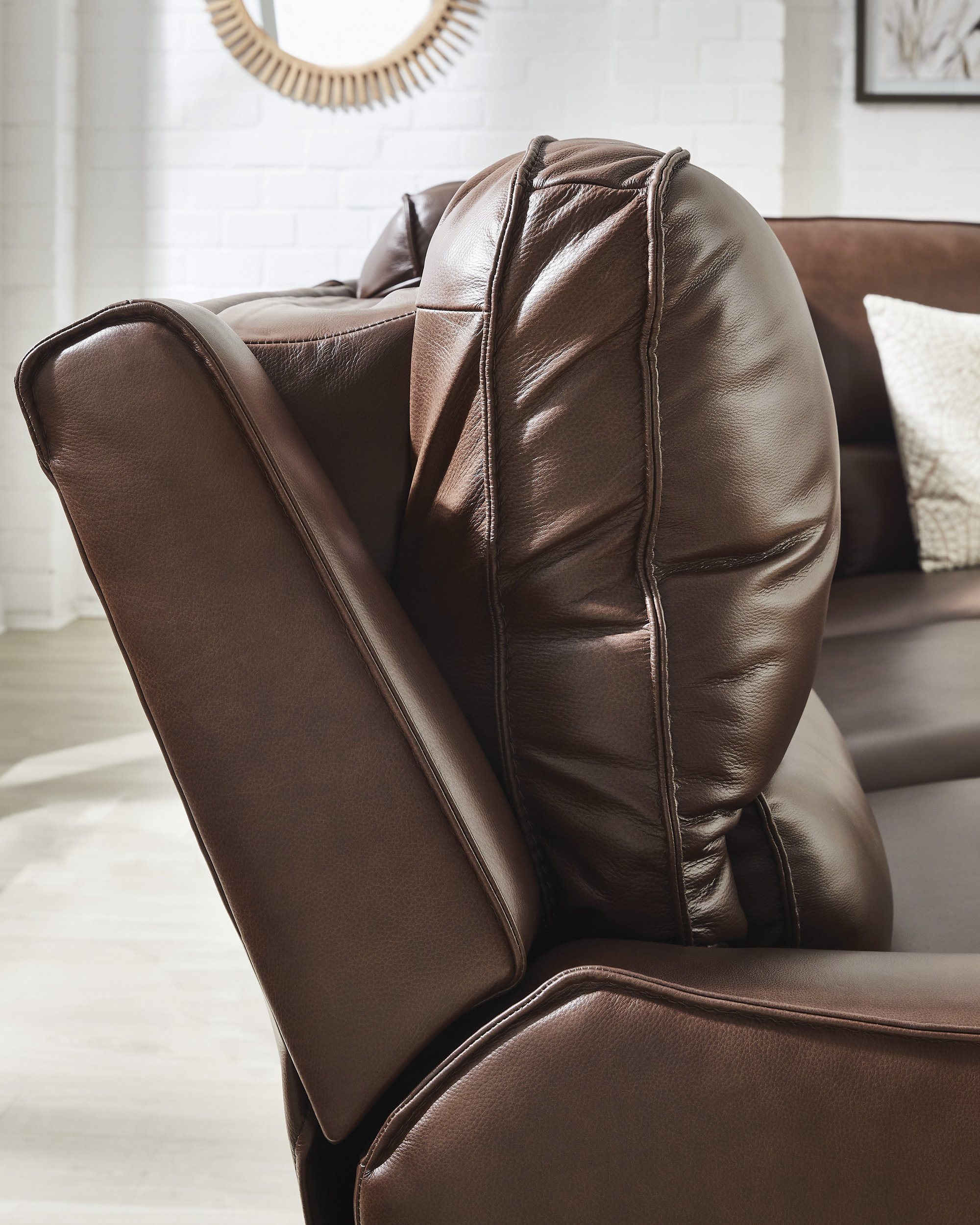 DeepWakes L-Shaped Leather/PVC 6-Piece Reclining Sectional with Storage Console