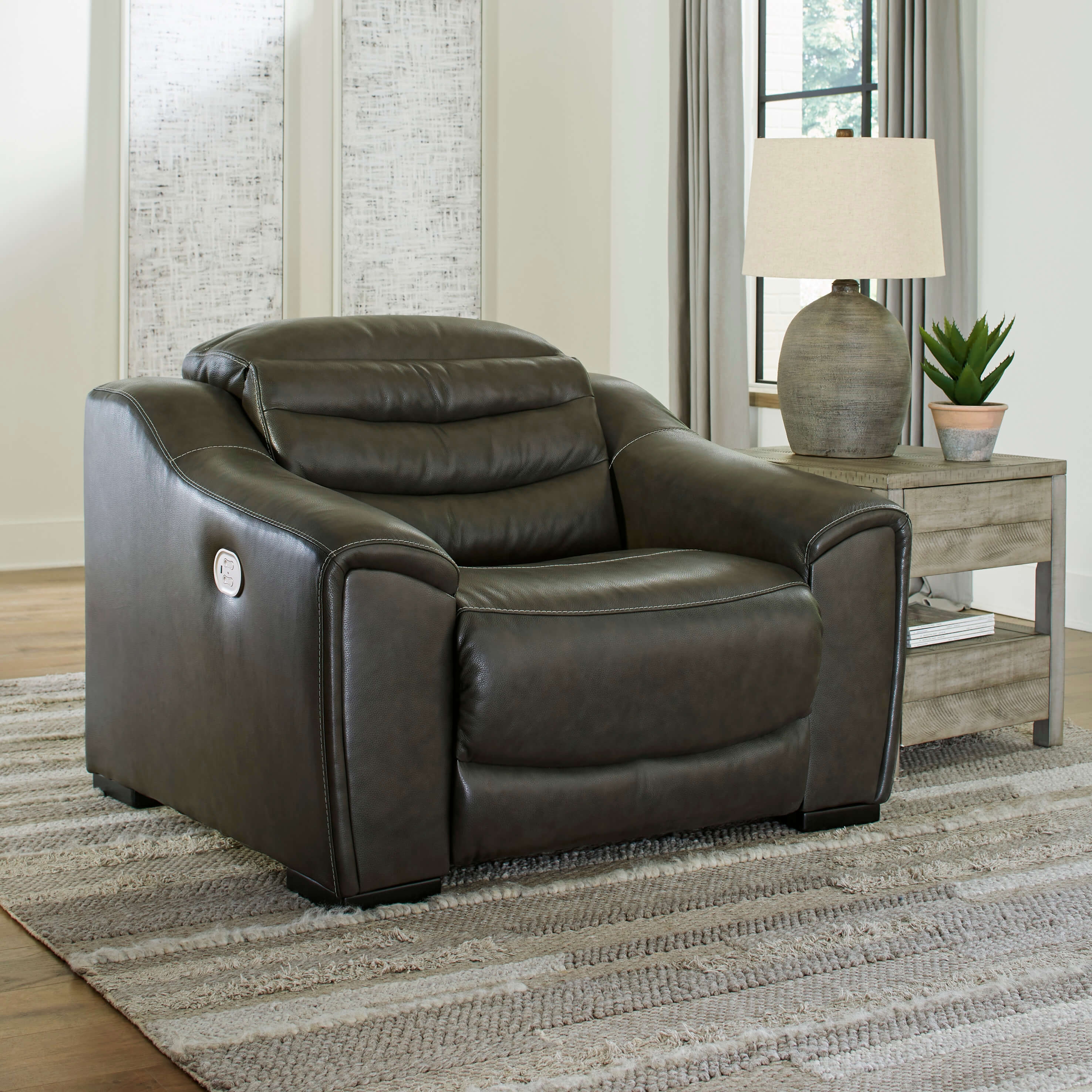Center Line Faux Leather Power Recliner