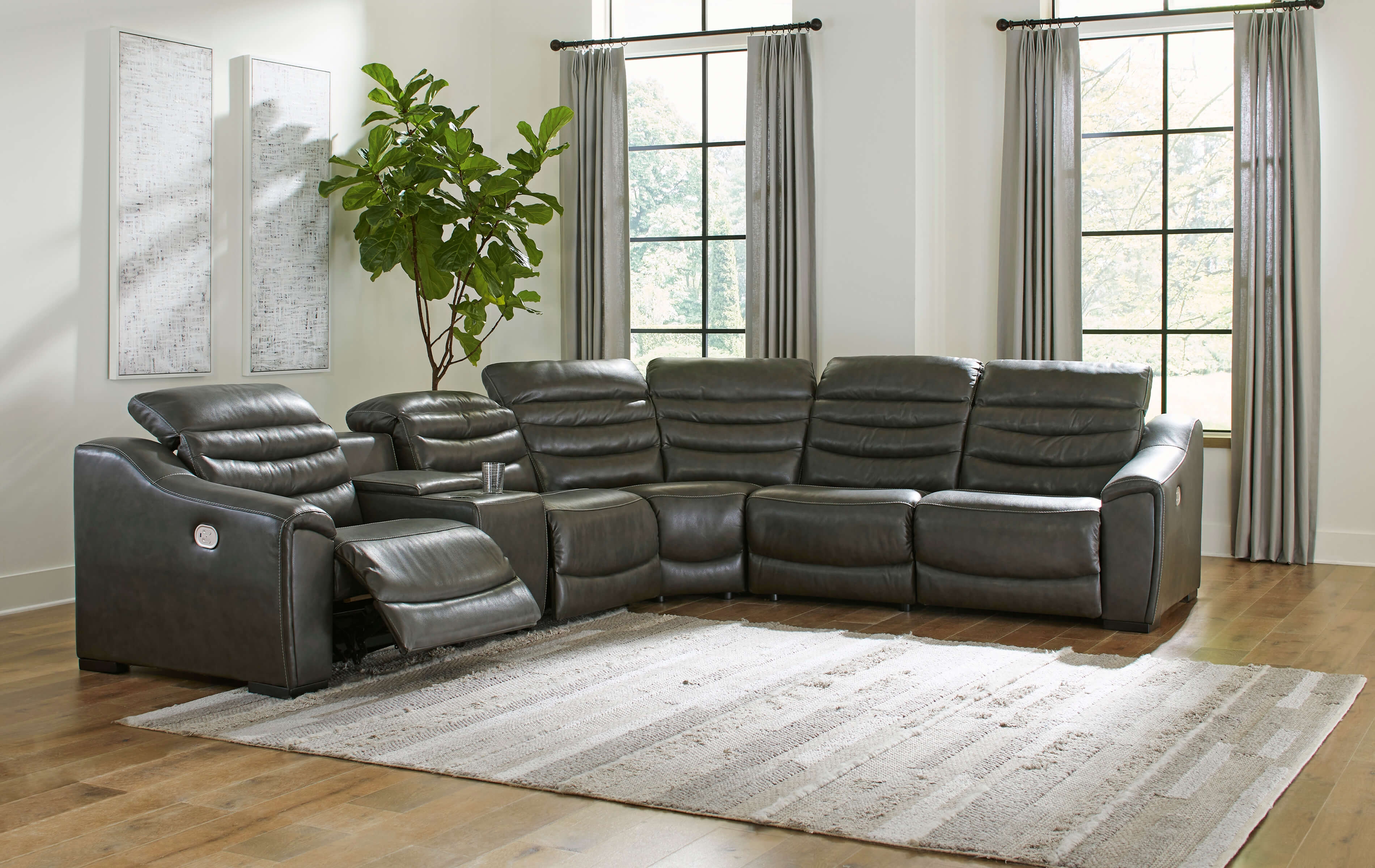 Center Line Faux Leather 6-Piece Power Reclining Sectional Sofa