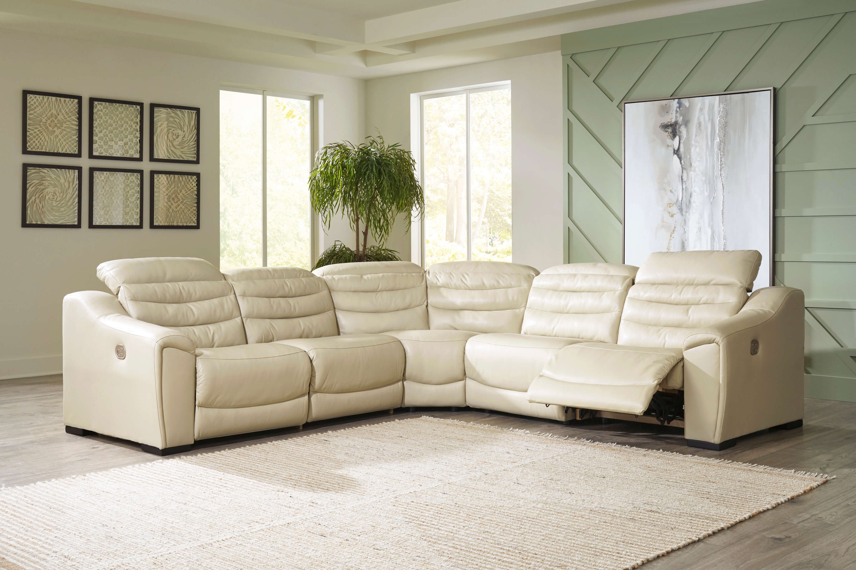 Center Line Faux Leather 5-Piece Power Reclining Sectional Sofa