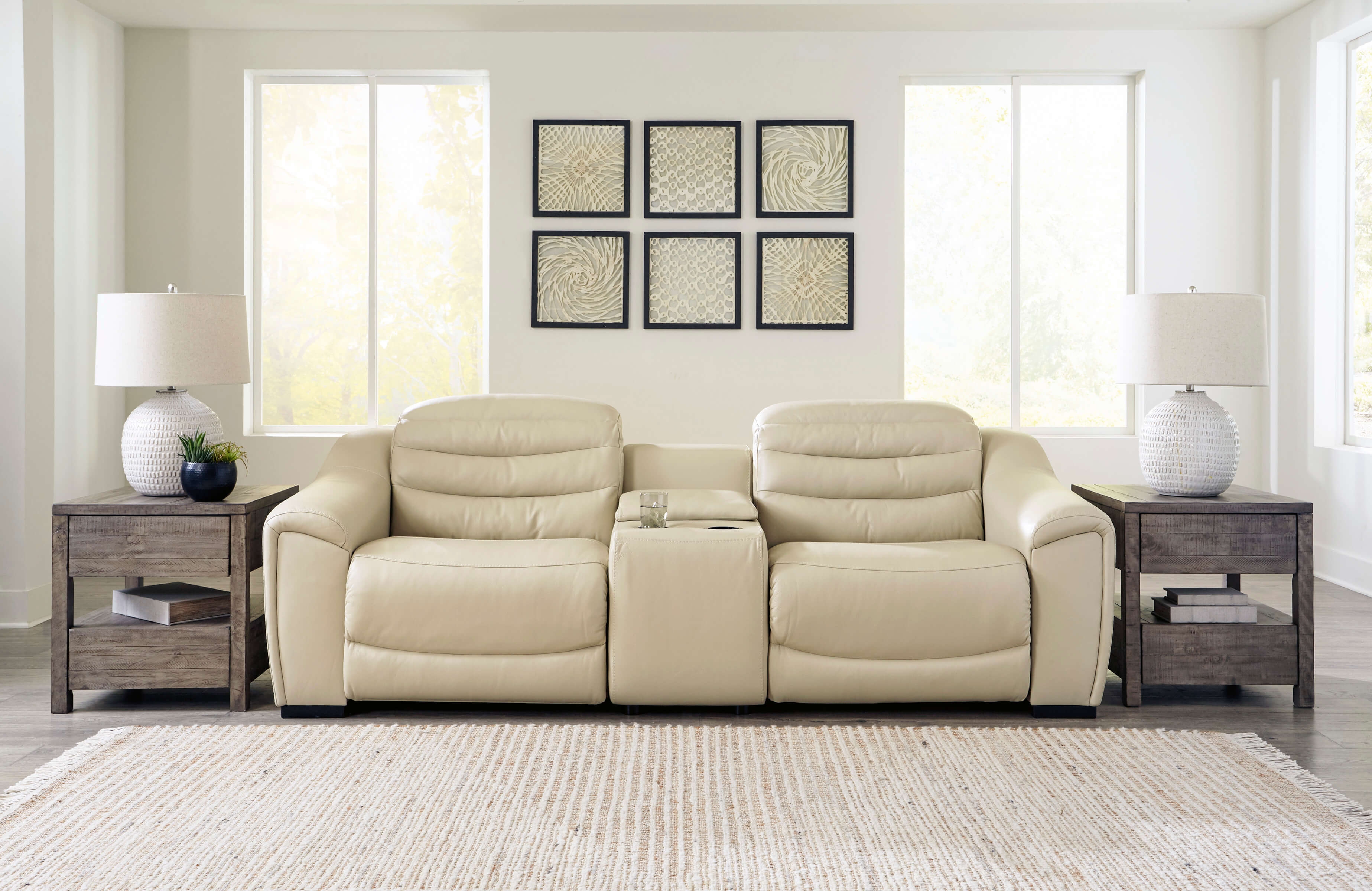 Center Line Faux Leather 3-Piece Power Reclining Loveseat w/Console