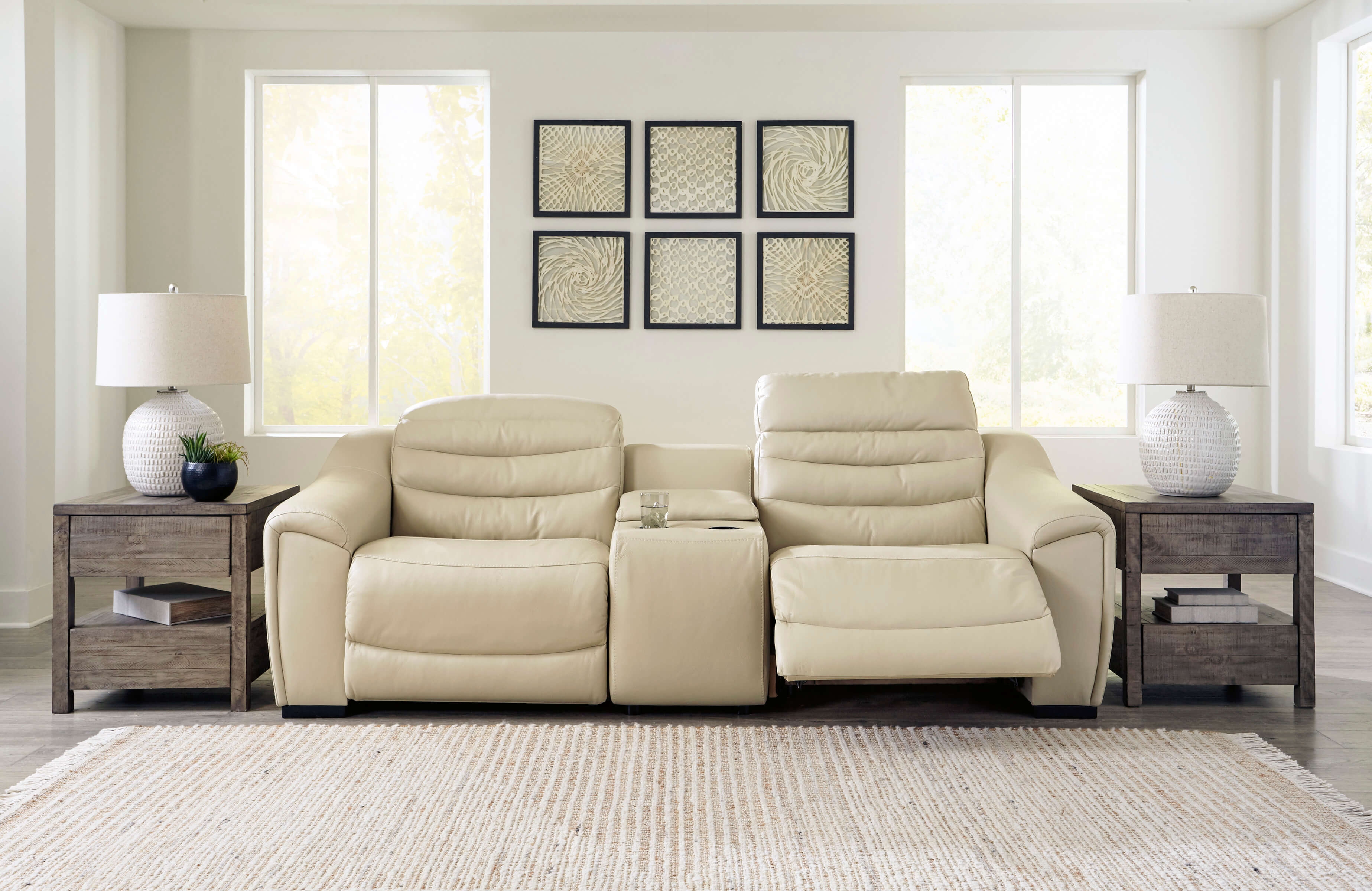 Center Line Faux Leather 3-Piece Power Reclining Loveseat w/Console