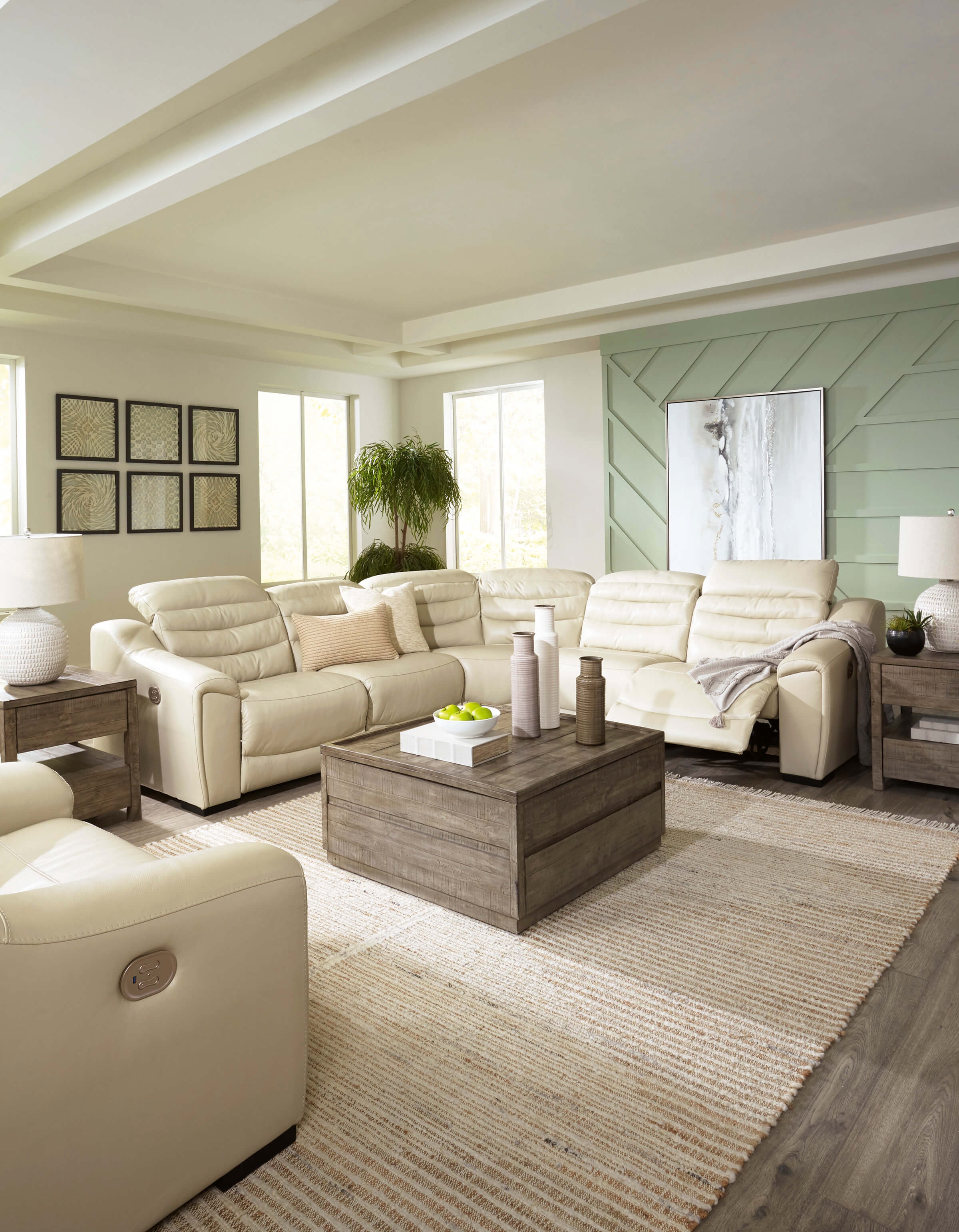 Center Line Faux Leather 5-Piece Power Reclining Sectional Sofa