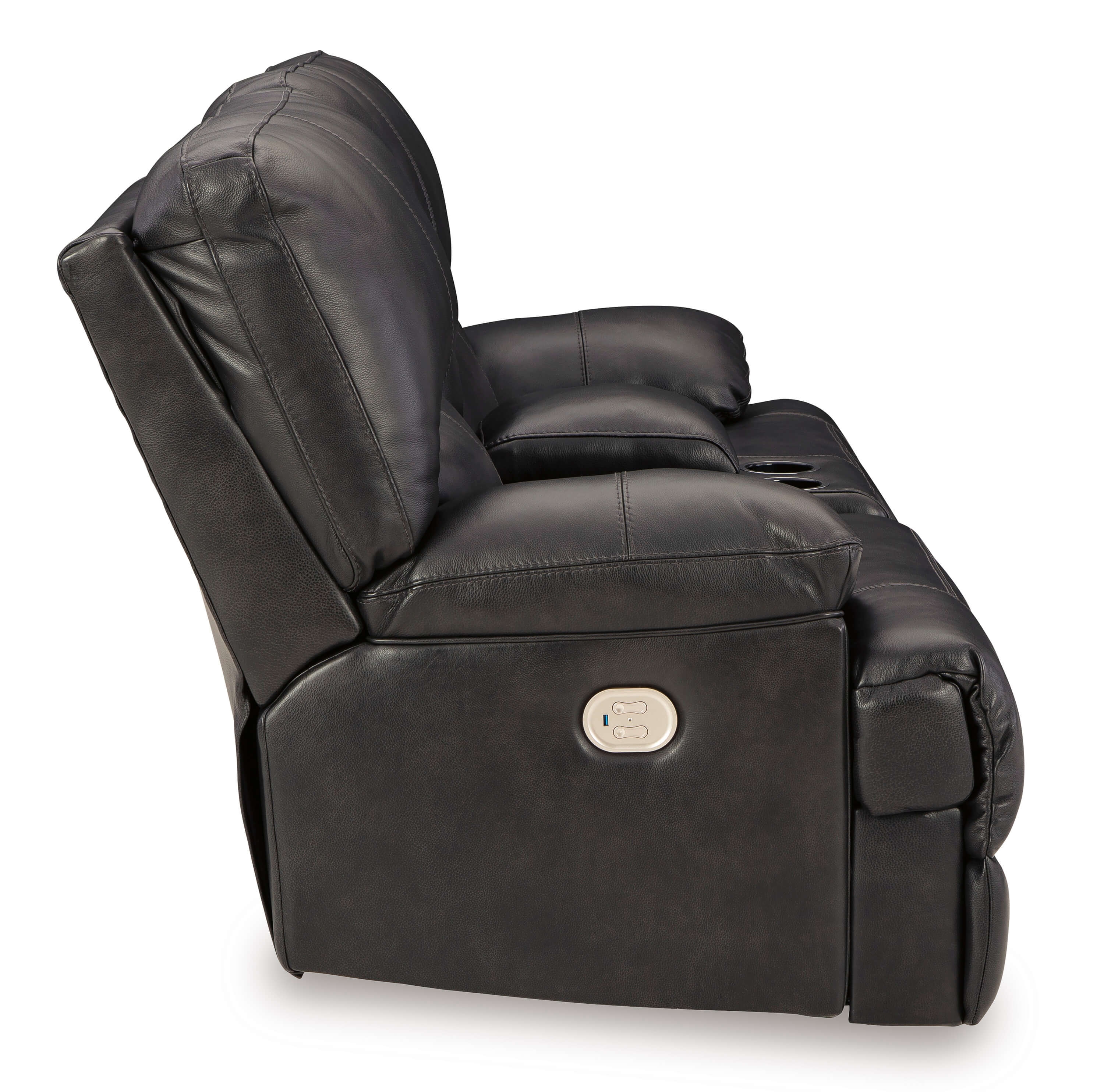 Ashley Mountainous Leather Loveseat Side