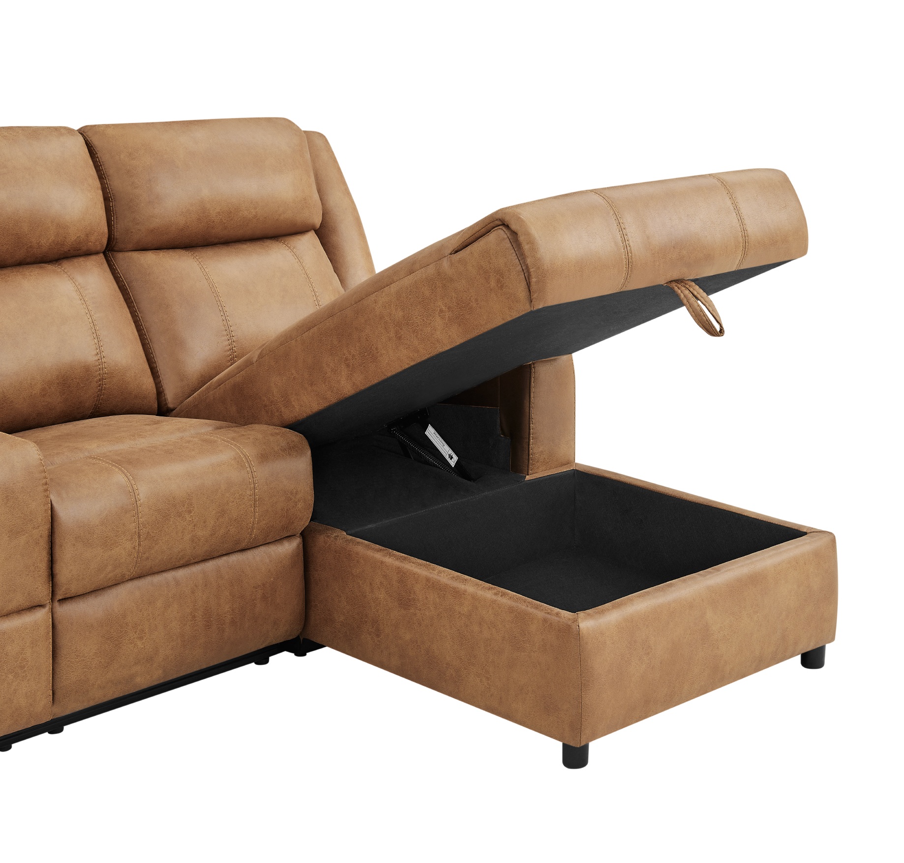 U6980 PU Reclining L-Shaped Storage Sectional Sofa