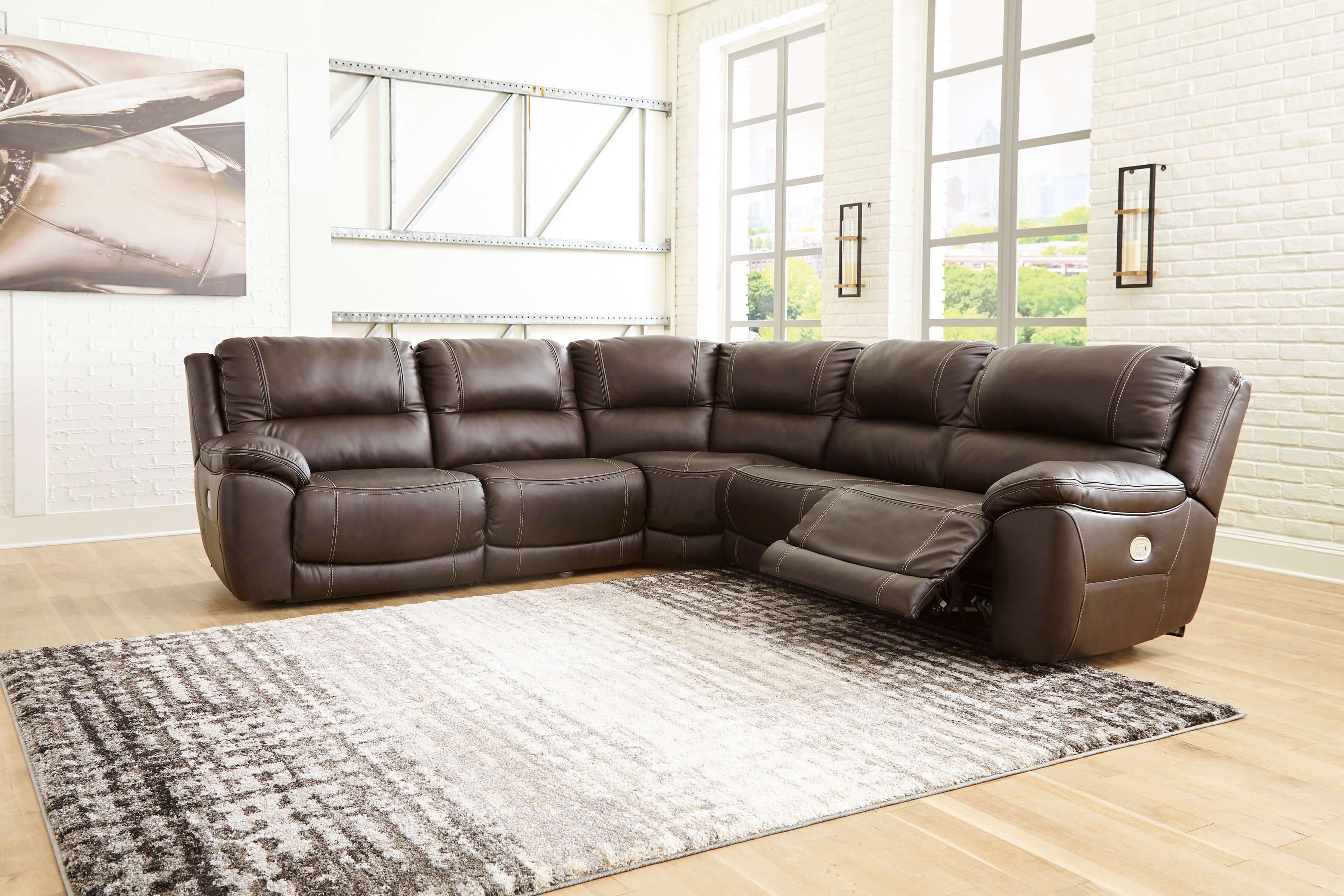 Dunleith 5-Piece Leather Power Reclining Sectional Sofa