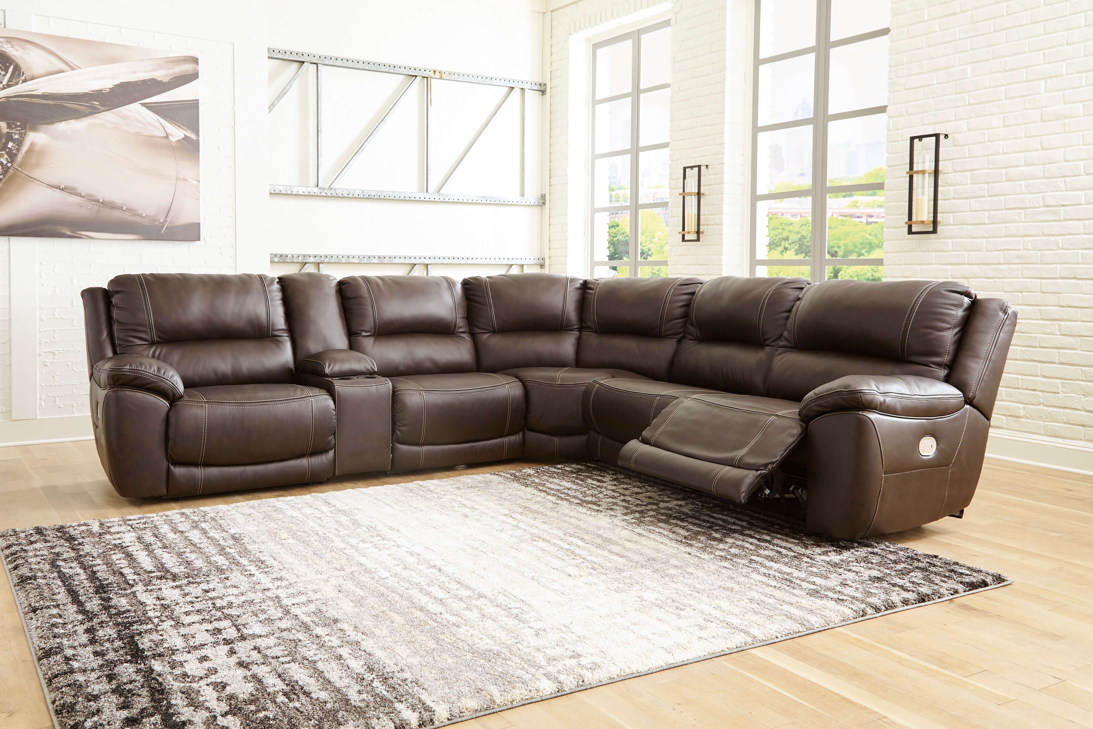 Dunleith 6-Piece Leather Power Reclining Sectional Sofa