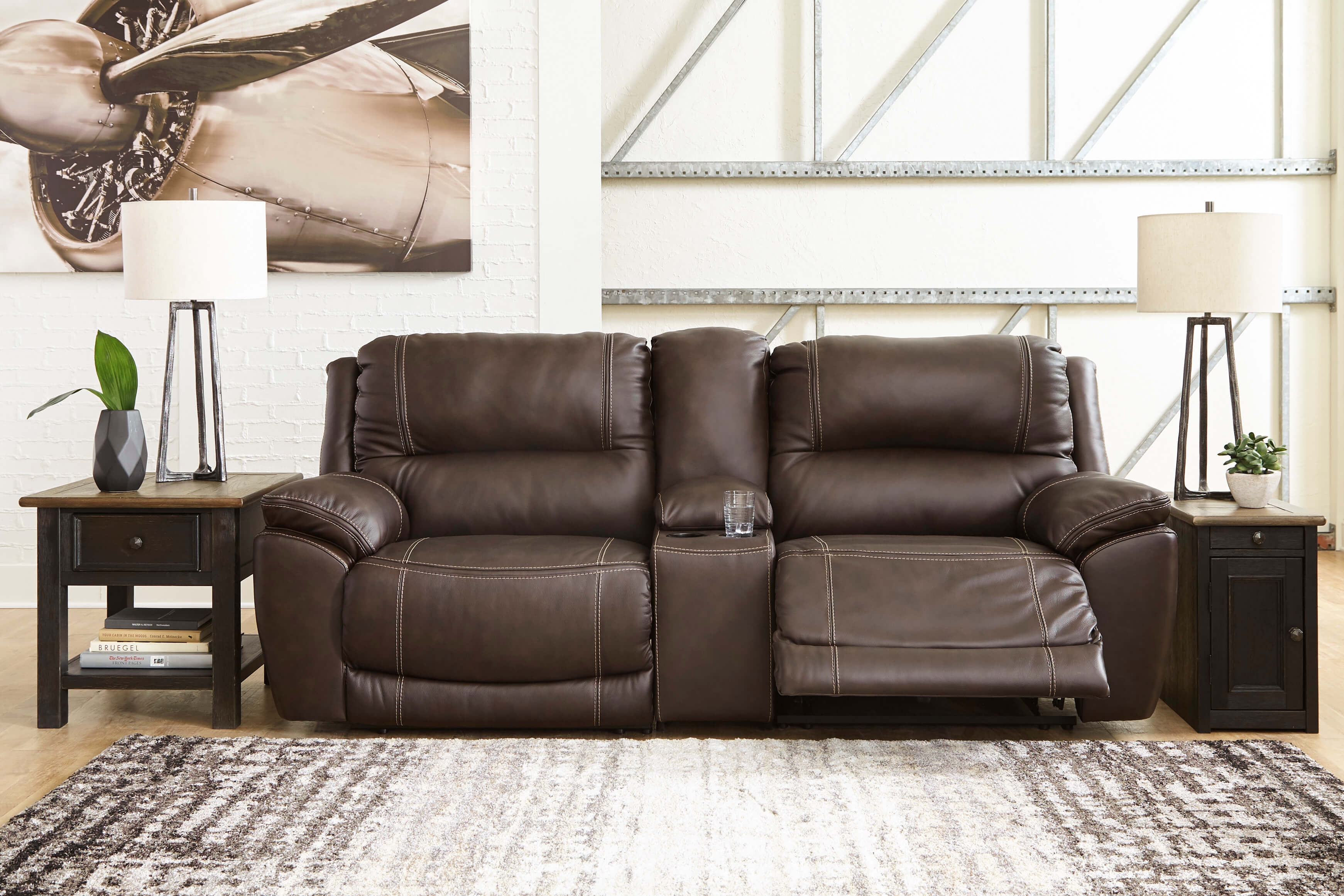 Dunleith Leather Power Reclining Loveseat