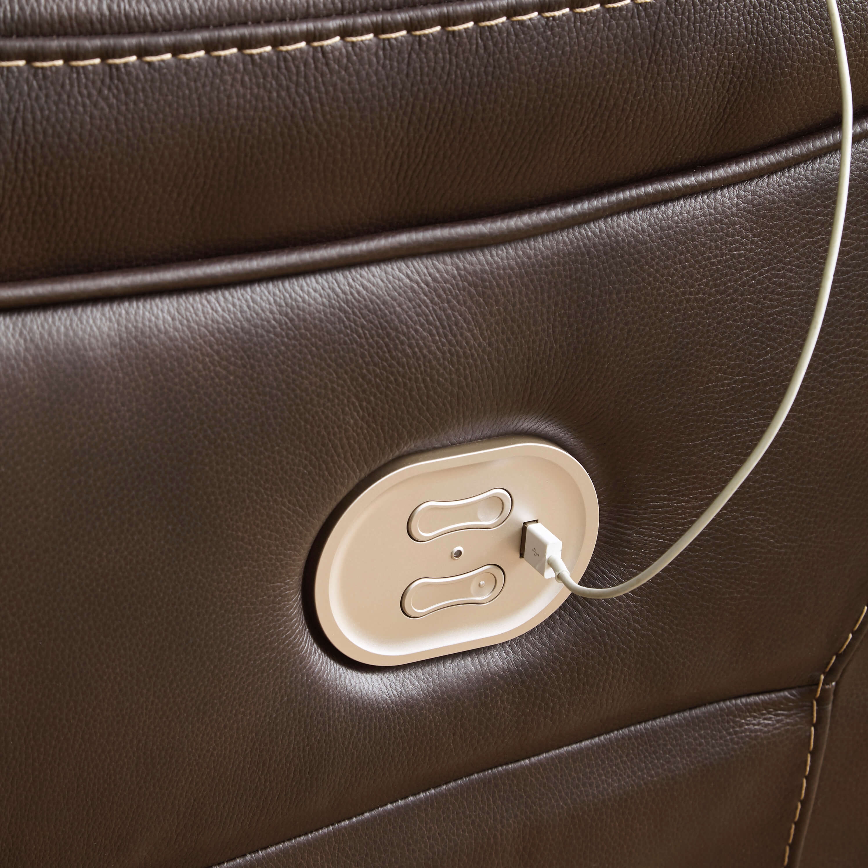 Ashley Dunleith Chocolate Sofa USB point