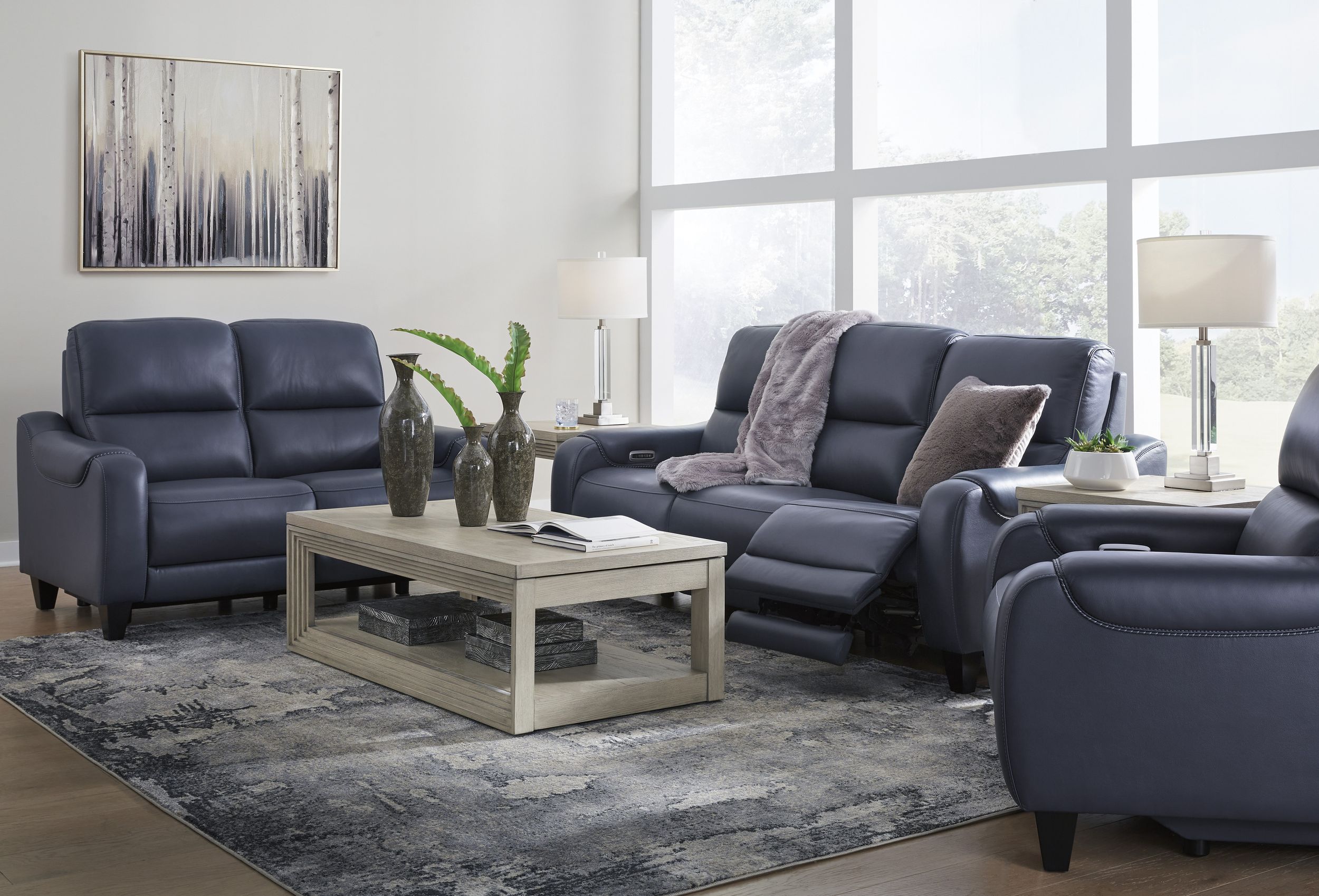 Mercomatic Leather Power Reclining Living Room Set