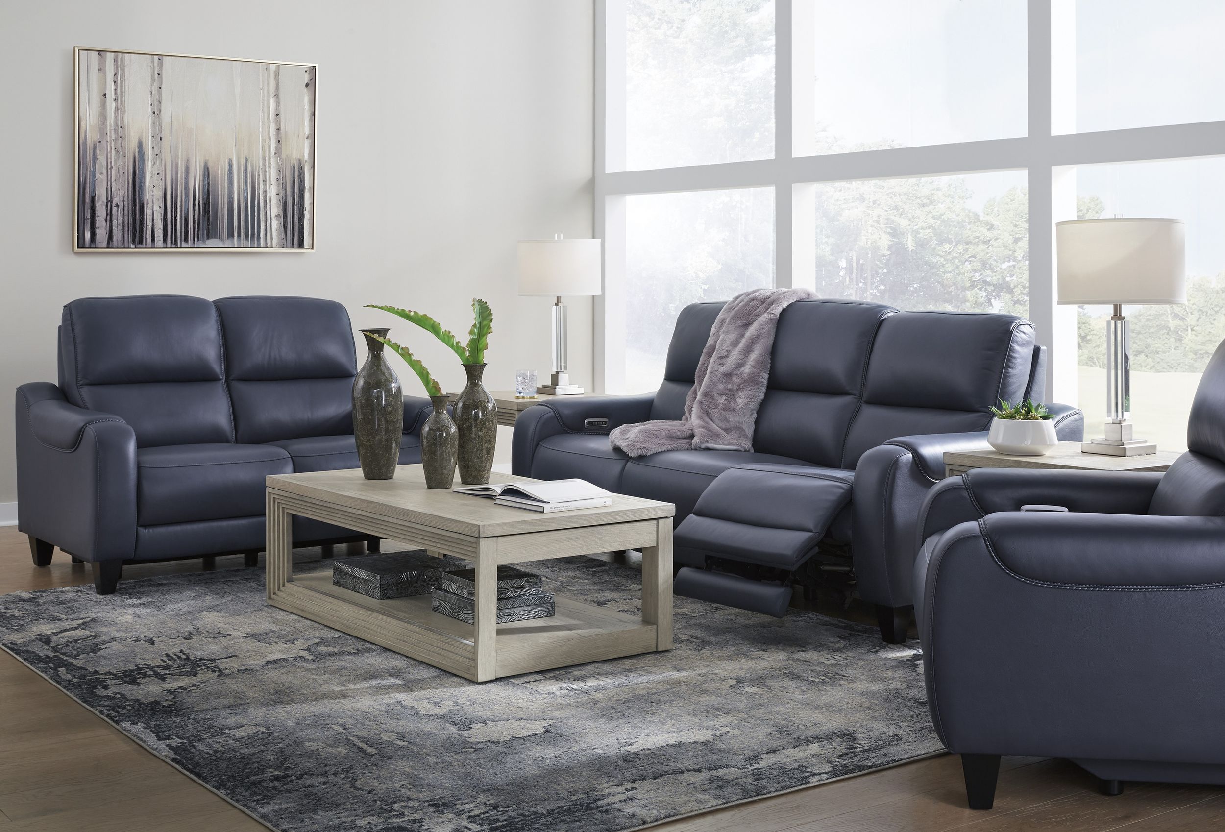 Mercomatic Leather Power Reclining Living Room Set