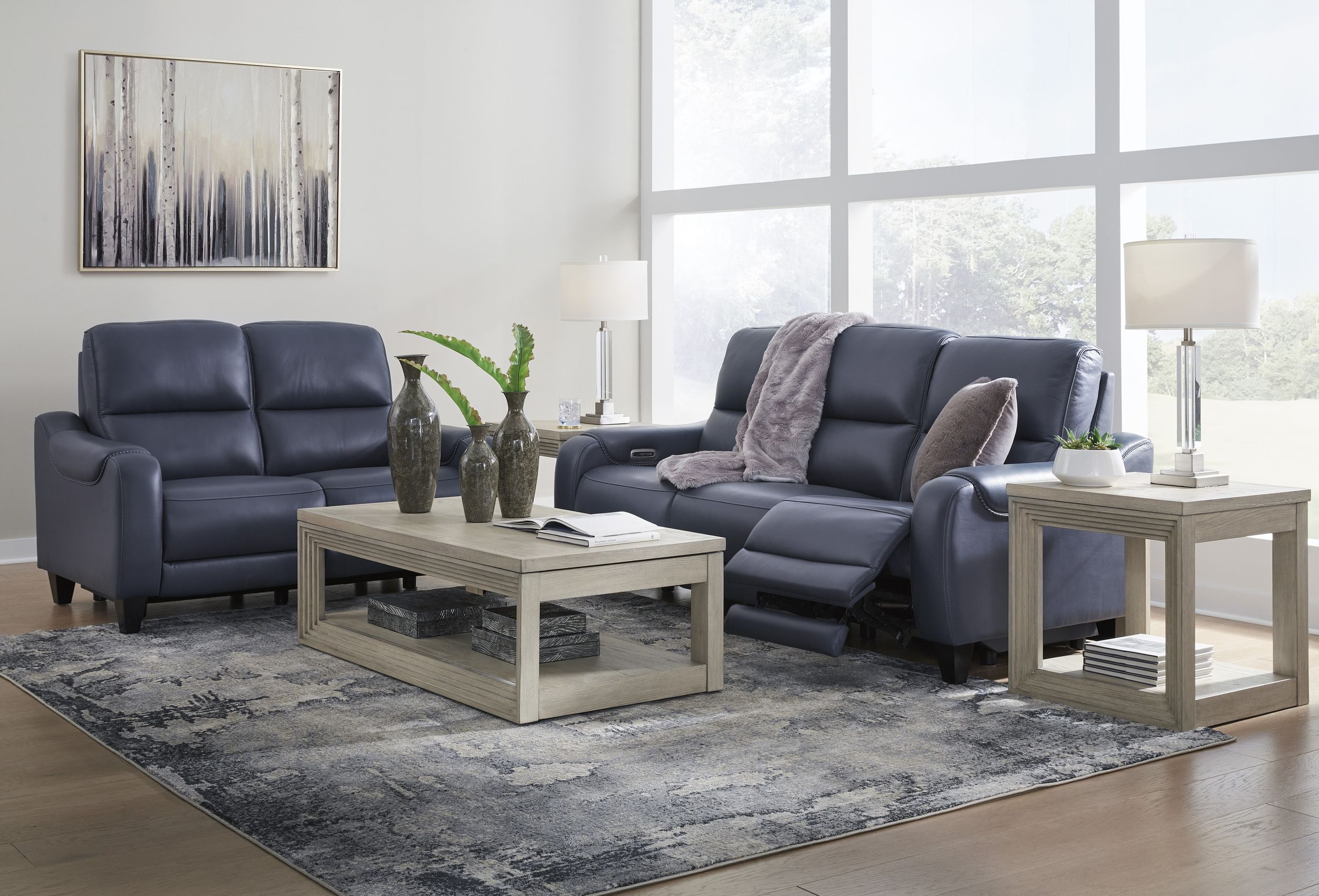 Mercomatic Leather Power Reclining Living Room Set