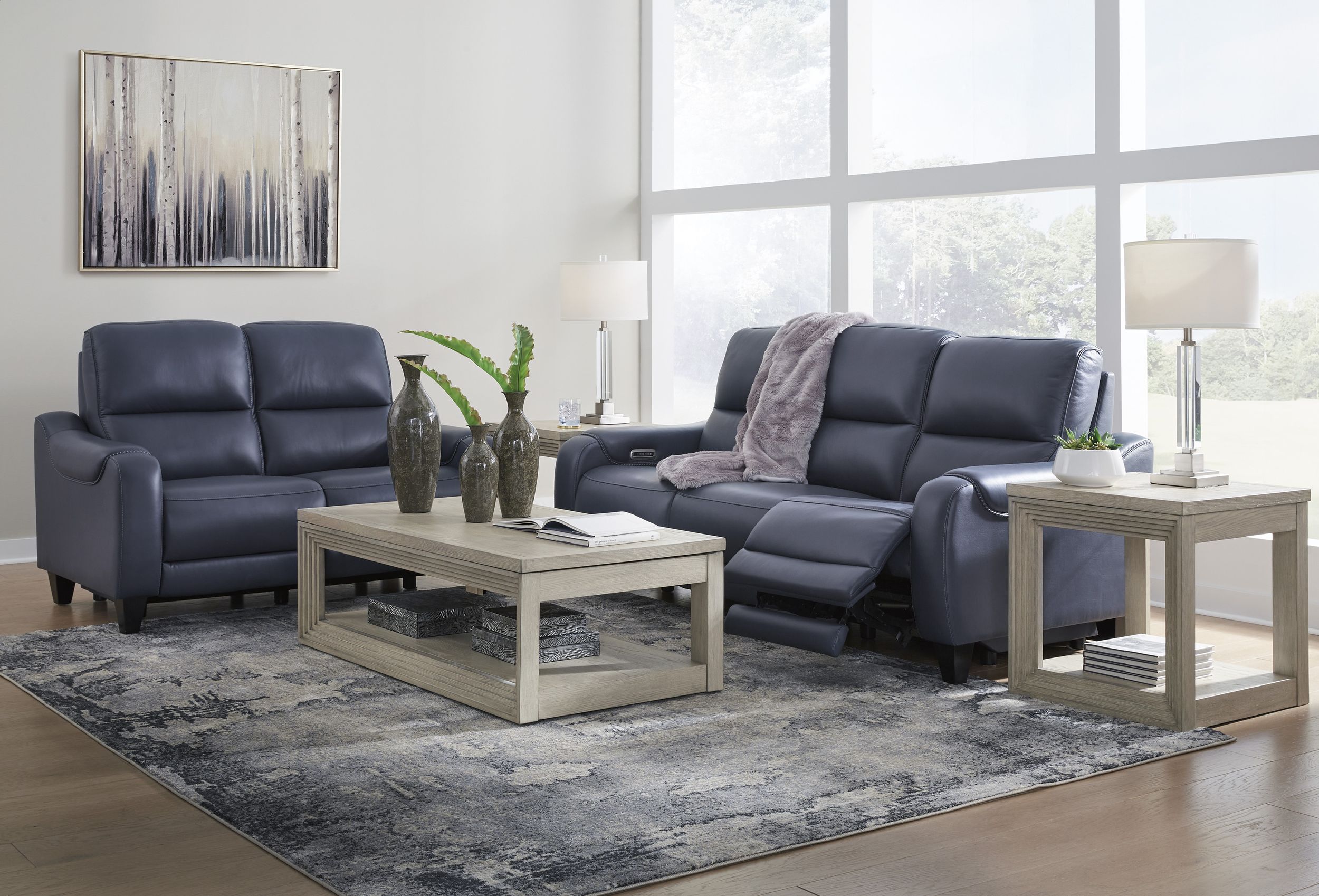 Mercomatic Leather Power Reclining Living Room Set