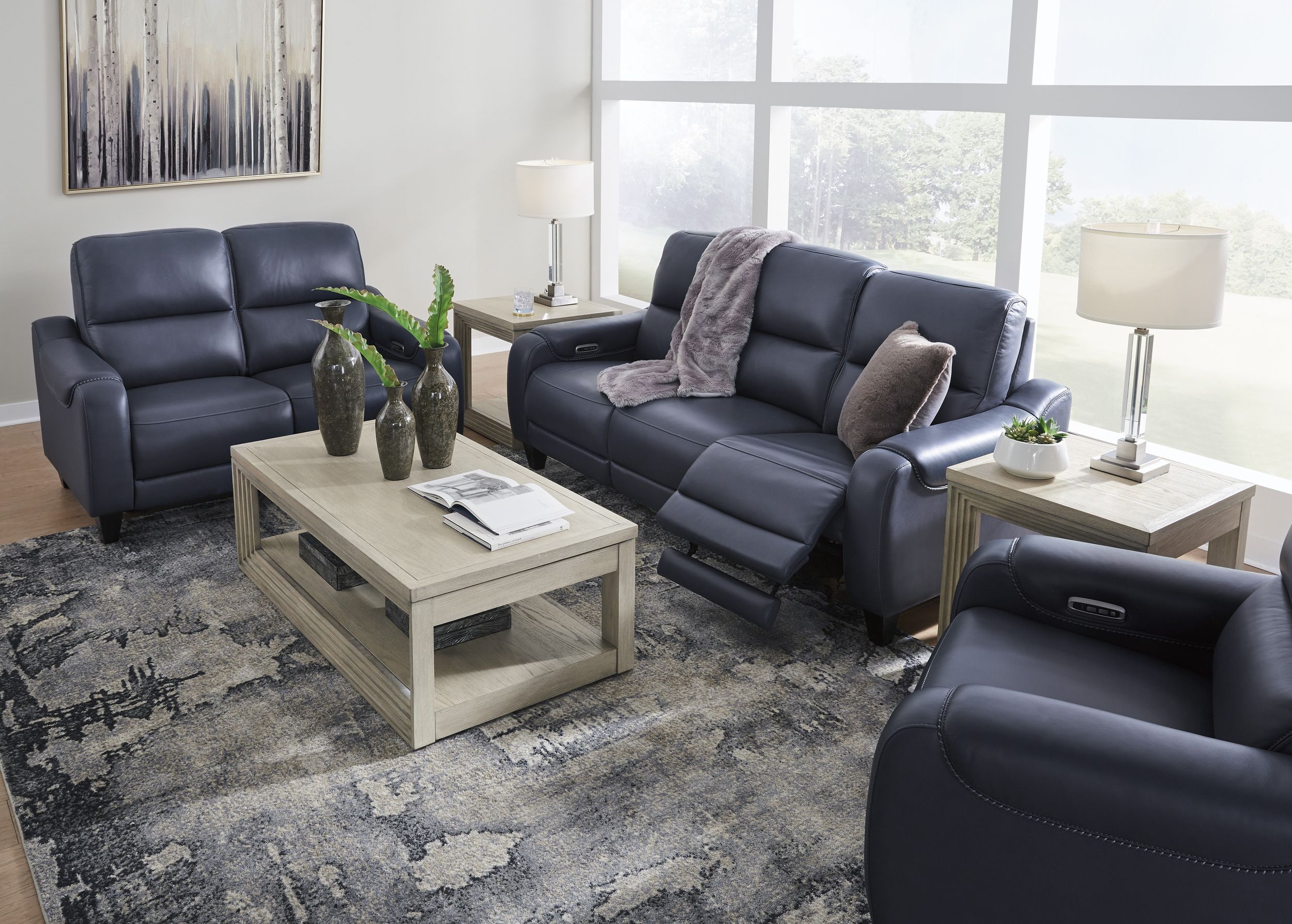 Mercomatic Leather Power Reclining Living Room Set