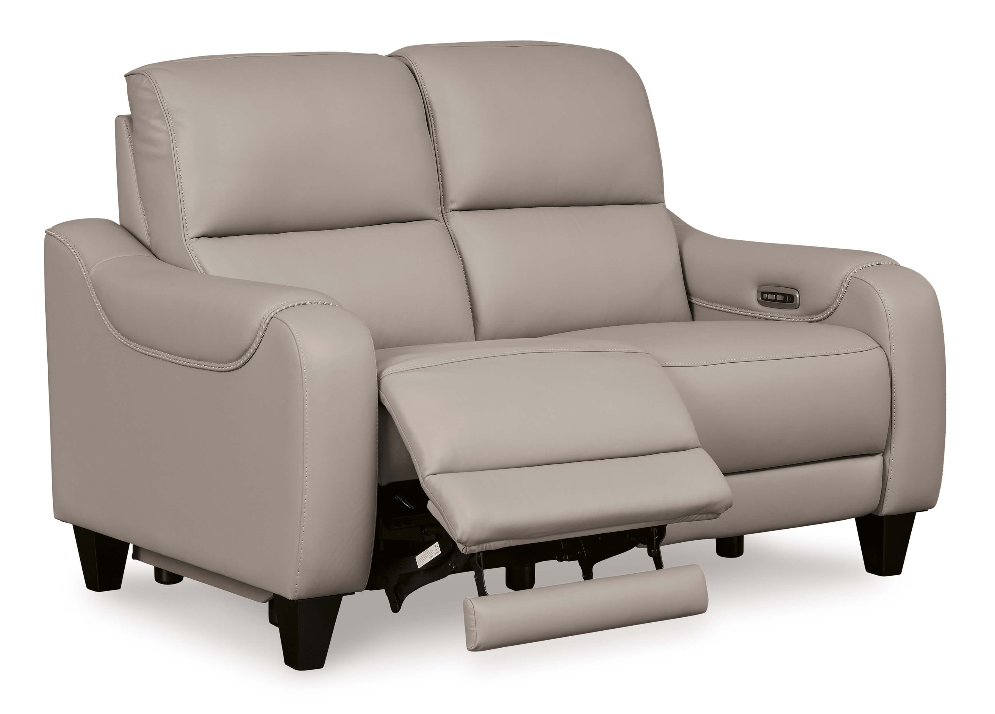 Mercomatic Gray Leather Power Reclining Loveseat