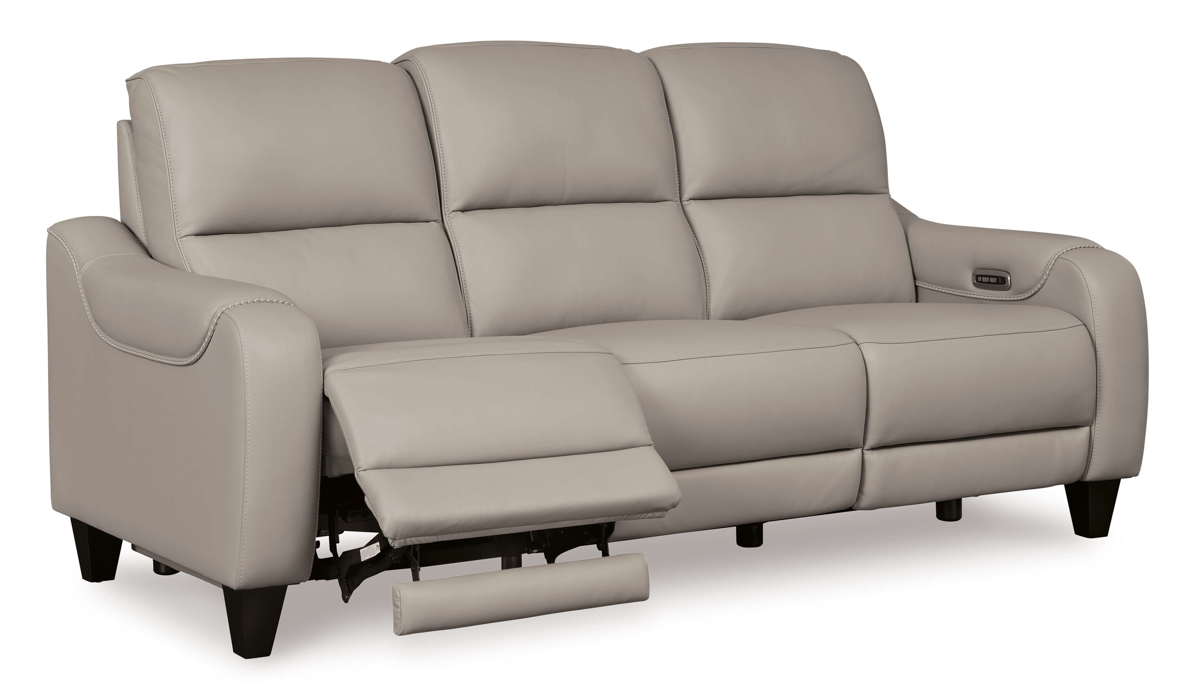 Ashley Mercomatic Leather Power Reclining Gray Sofa