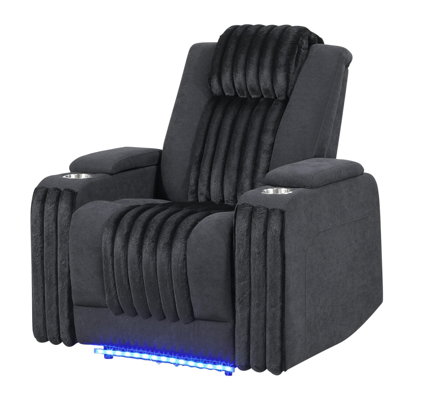 U8000 PU Power Recliner Chair with LED Light and Speaker, Power Headrest