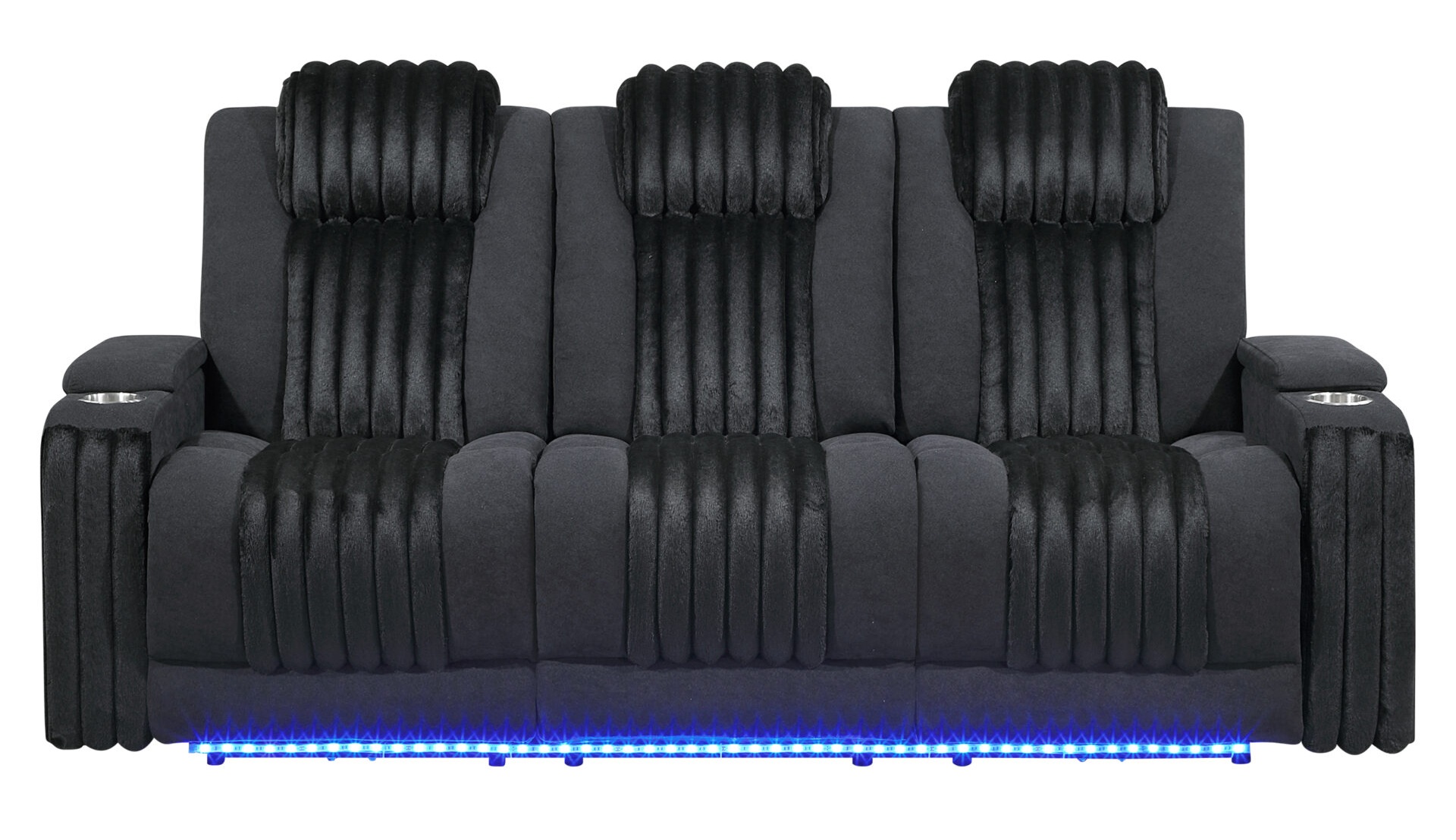 U8000 PU Power Reclining Sofa with LED Light and Speaker, Power Headrest