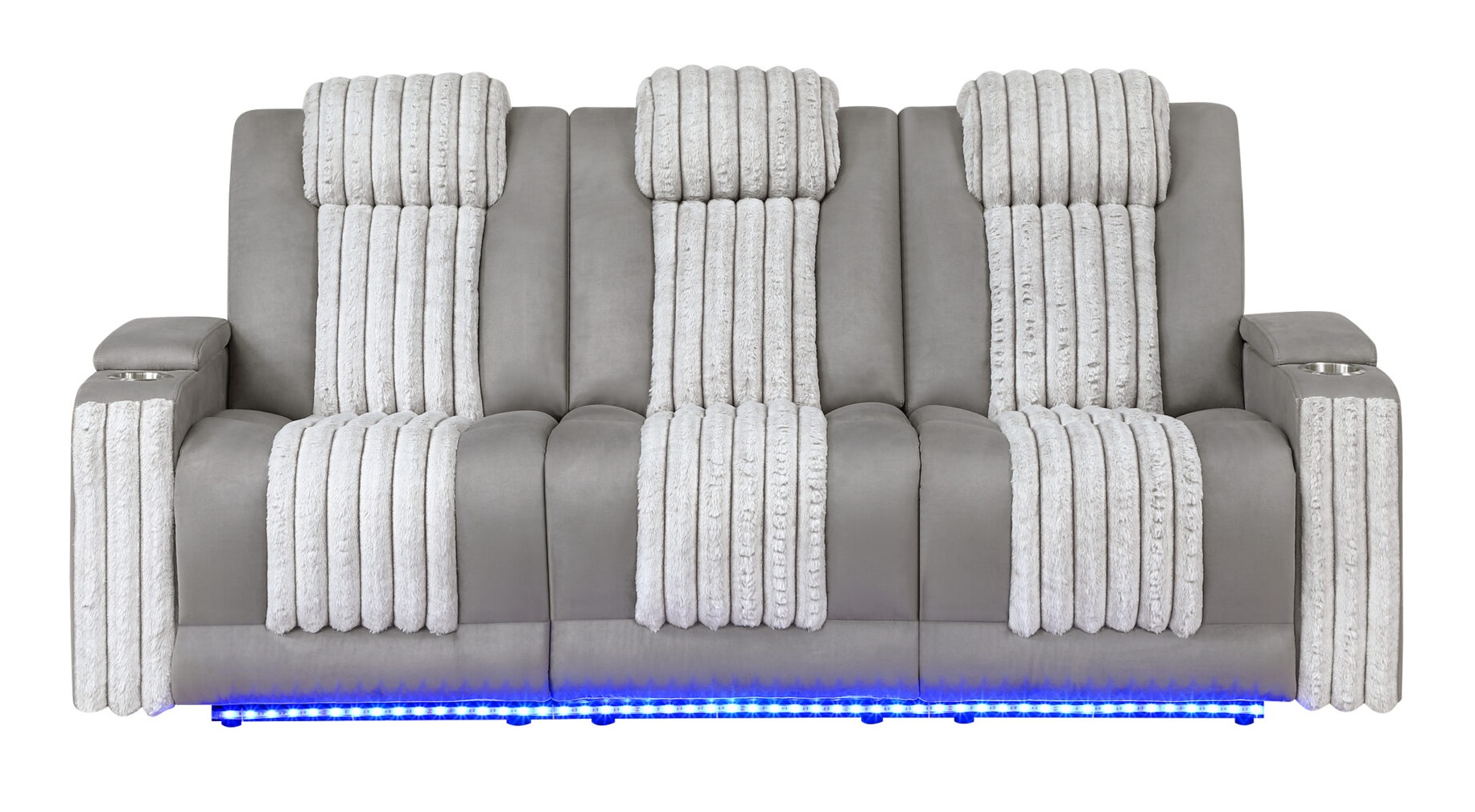 U8000 PU Power Reclining Sofa with LED Light and Speaker, Power Headrest